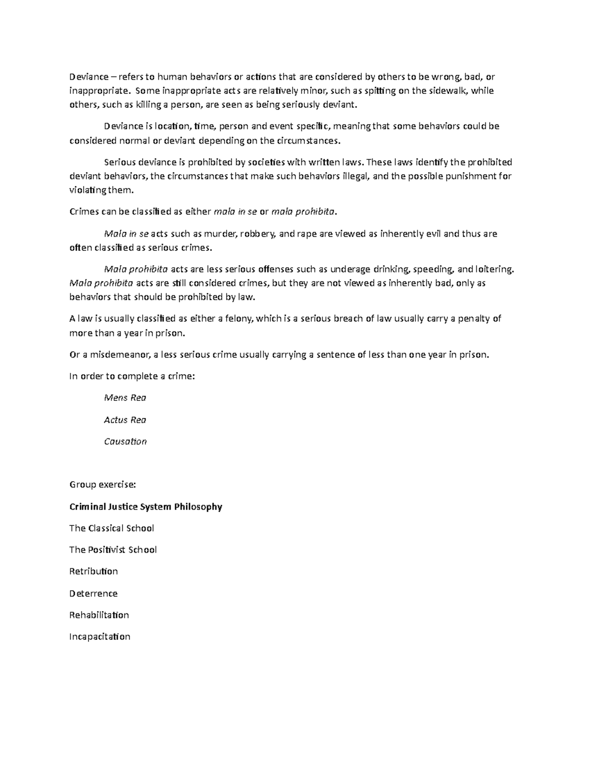 AJ+101+Chapter+1 - intro to criminal justice chapter 1 lecture notes ...