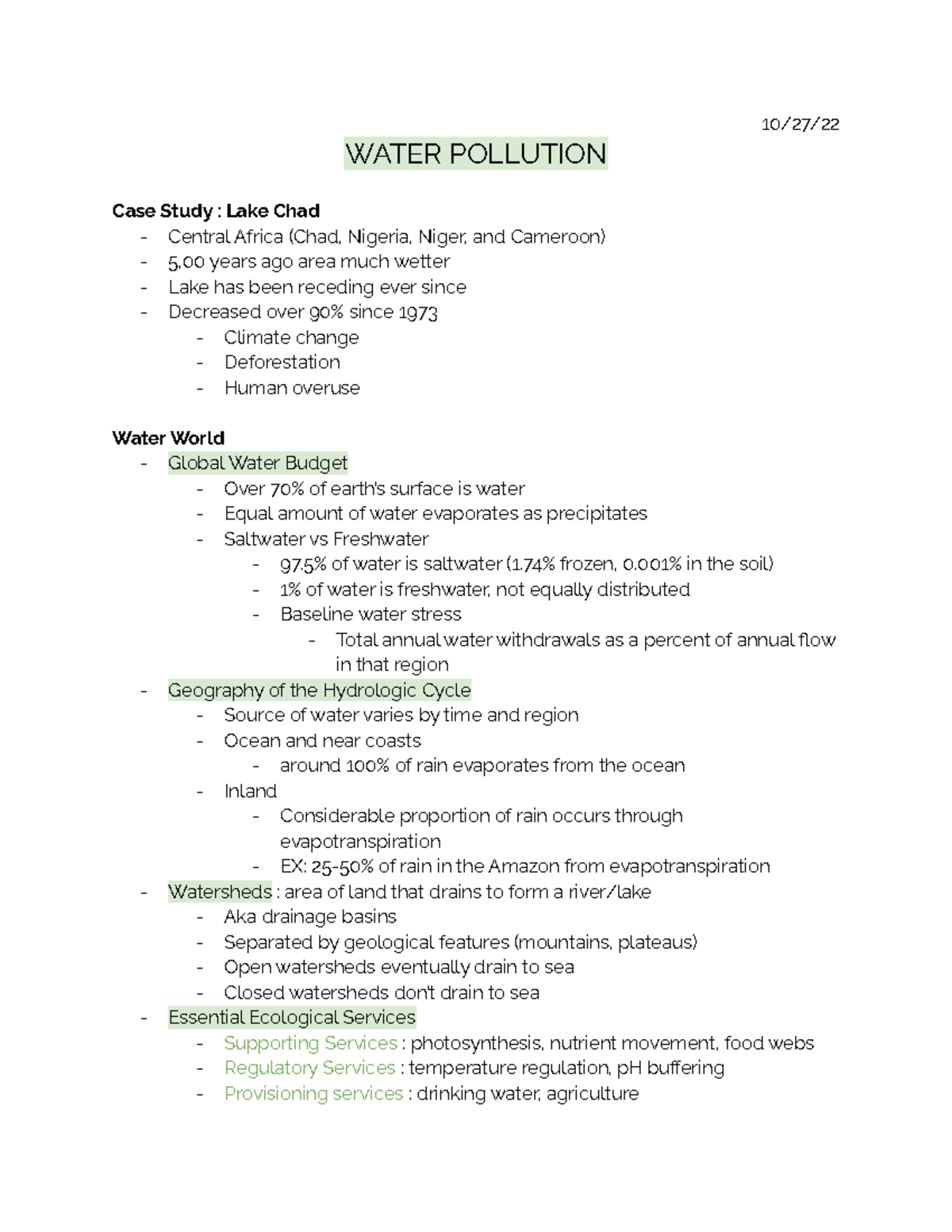 a case study of water pollution