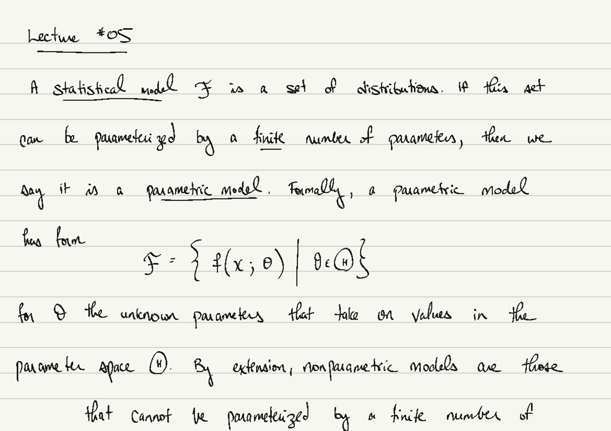 Lecture 05 - Lecture A statistical-del F is a set of distributions. If ...