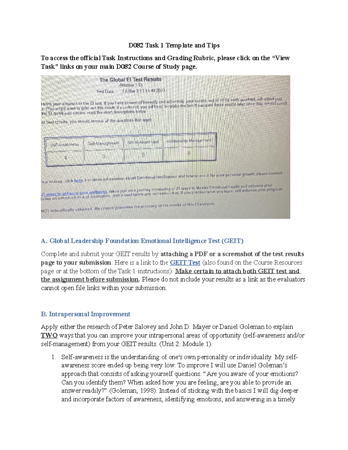 D082 Task 1 - D082 Task 1 - D082 Task 1 Template And Tips To Access The ...