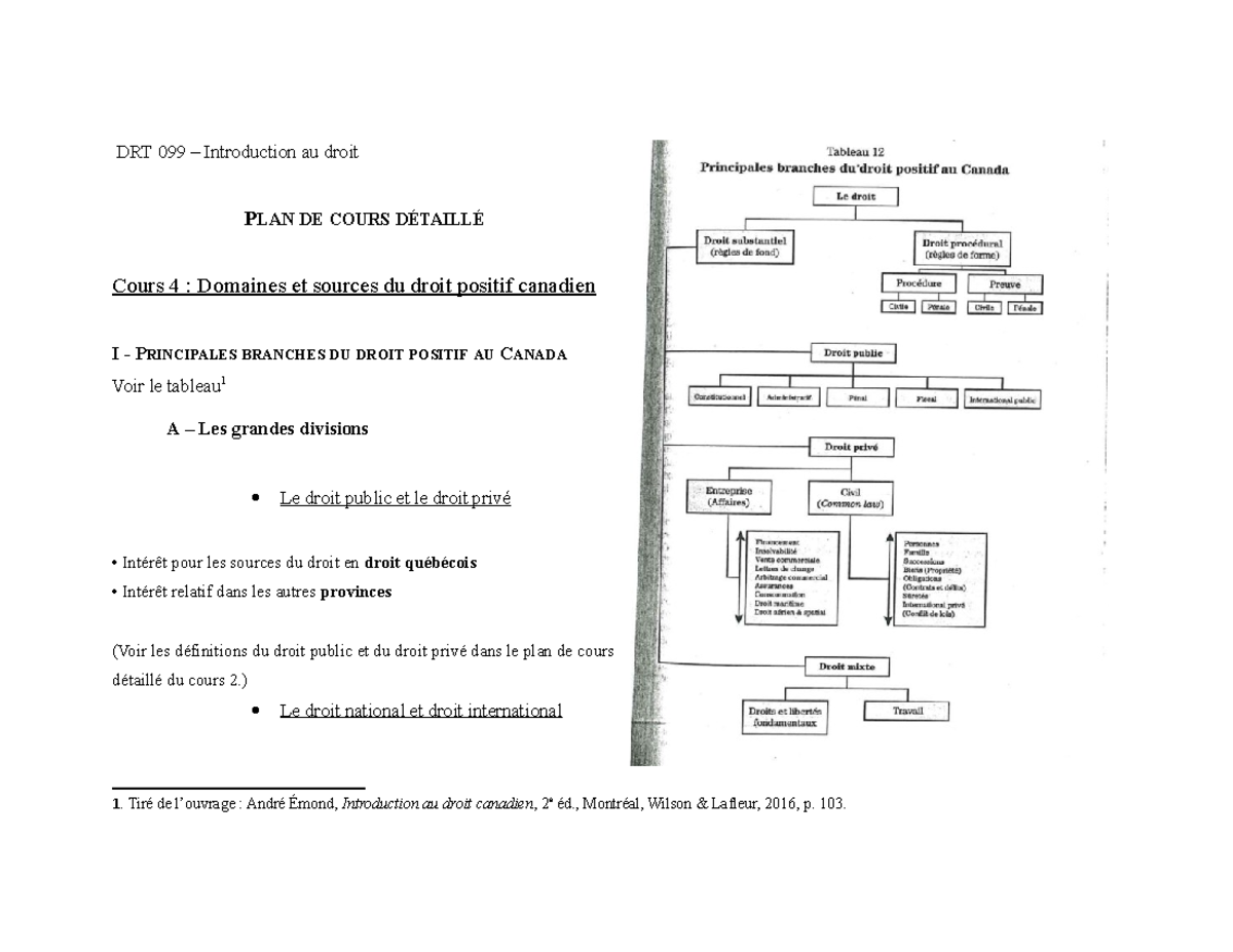 La Jurisprudence Est Elle Une Source De Droit Plan Détaillé Cours # 4 - Domaines et sources du droit positif canadien - DRT 099 –  Introduction au droit PLAN DE - Studocu