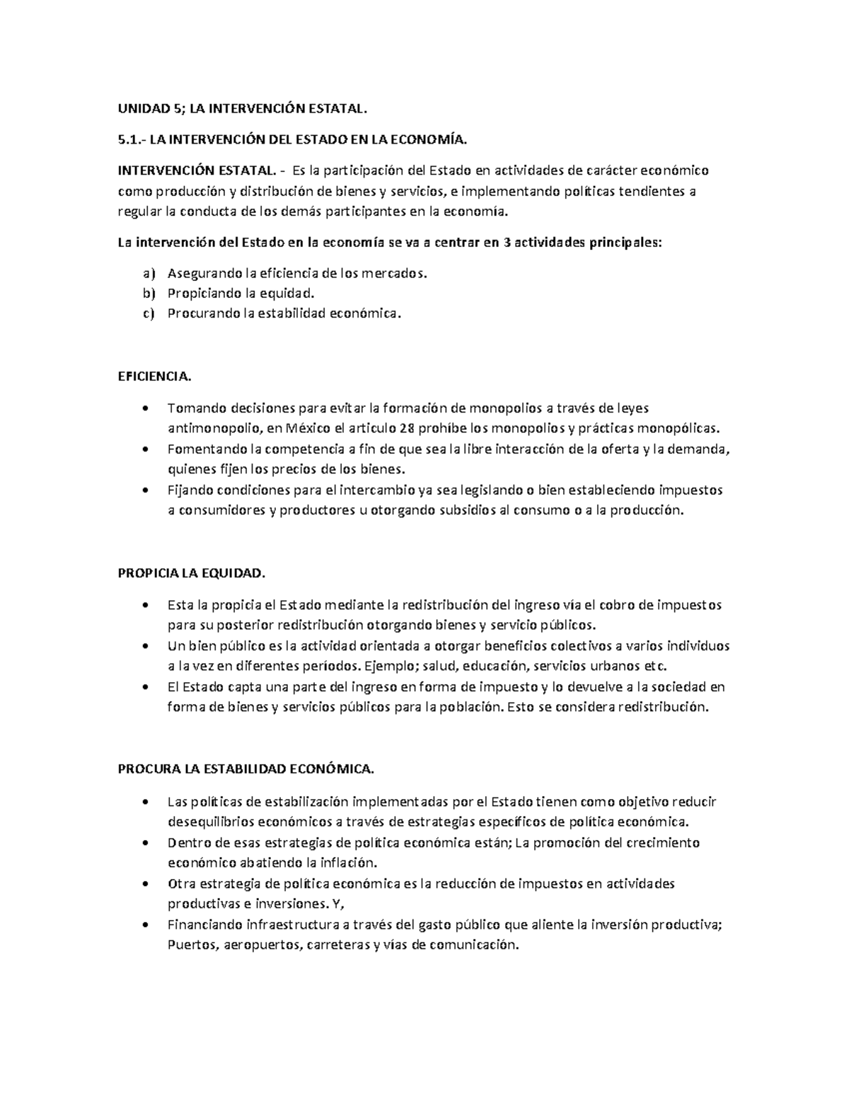 Unidad 5; LA Intervención Estatal - UNIDAD 5; LA INTERVENCI”N ESTATAL ...