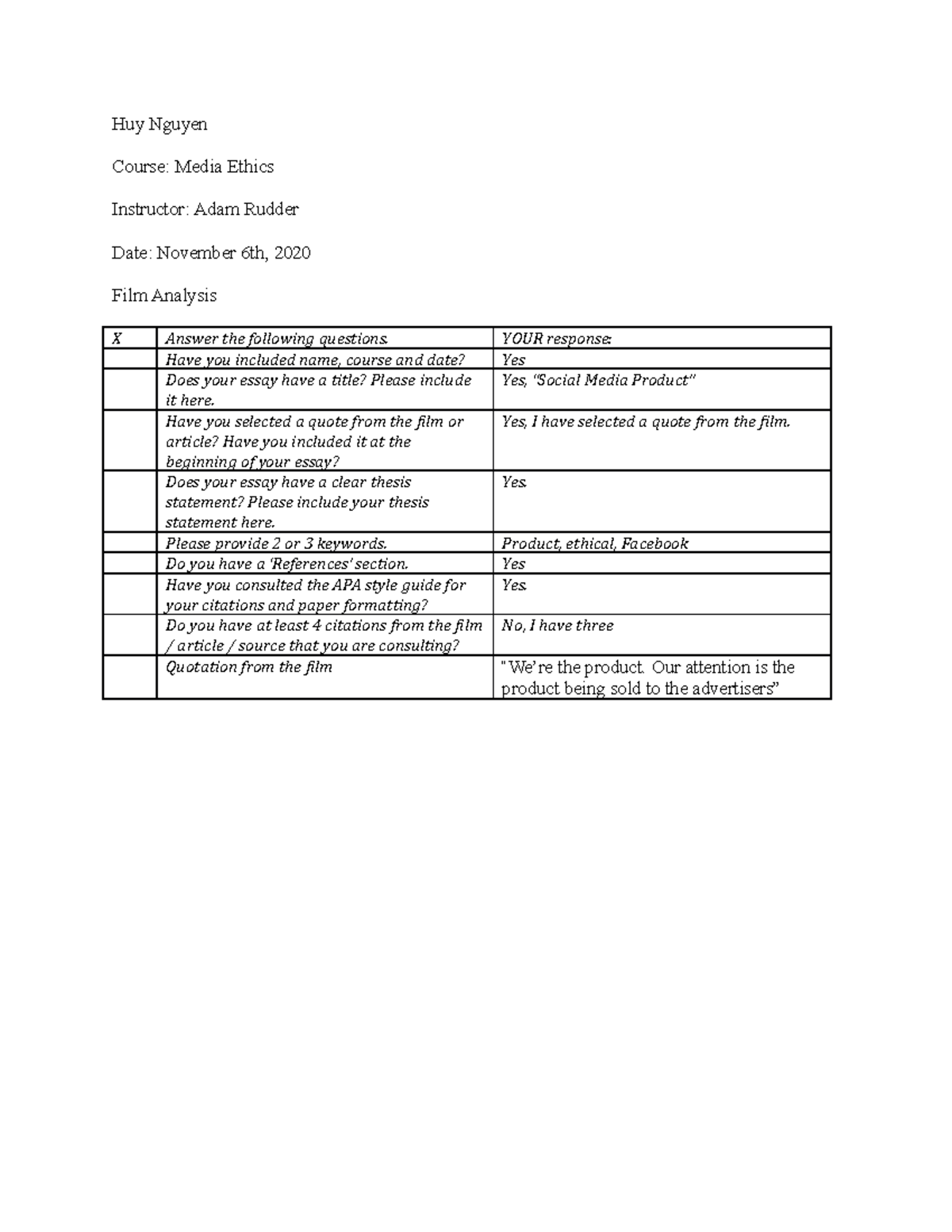 Film Analysis - analyse film - Huy Nguyen Course: Media Ethics ...