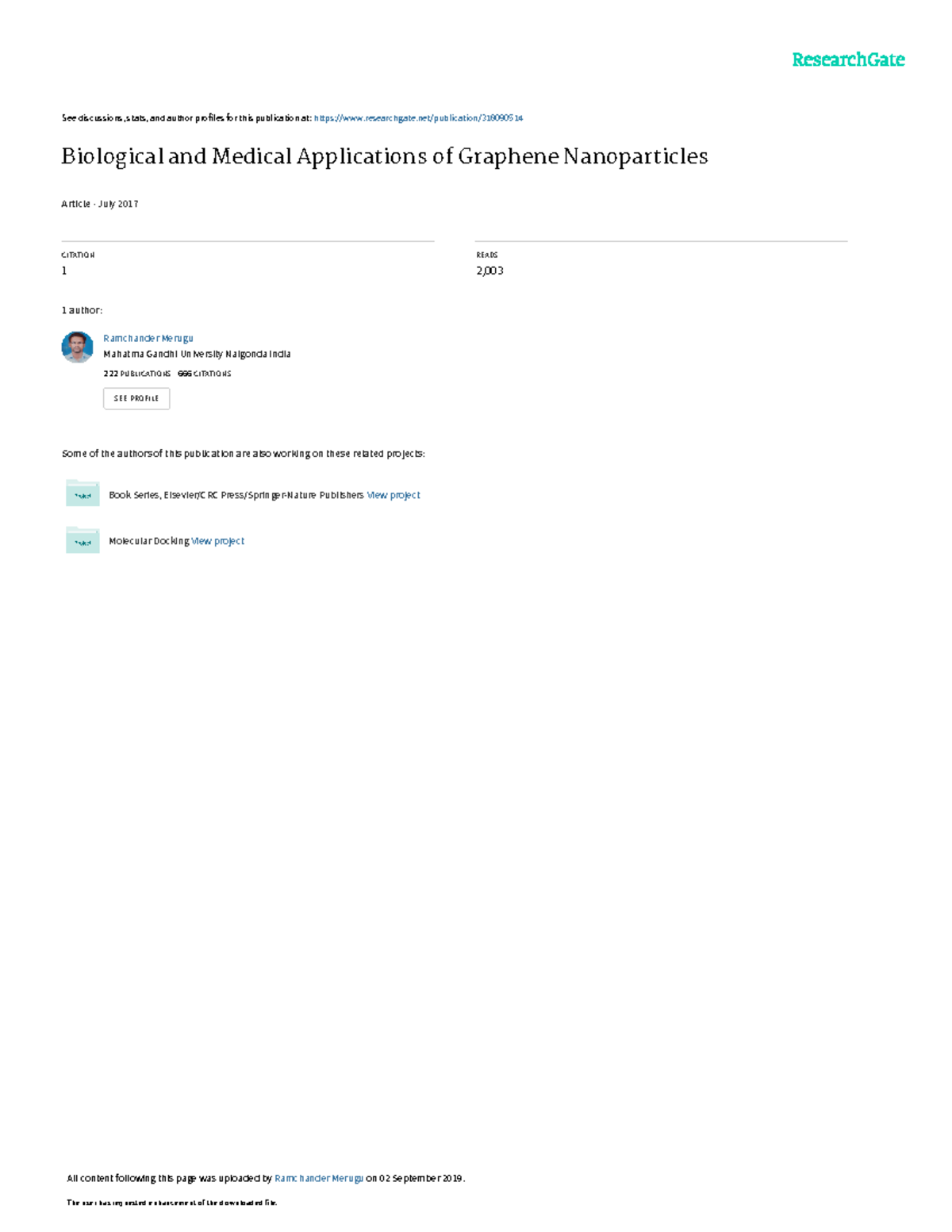 Biological and Medical Applications of Graphene Nanoparticles - See ...