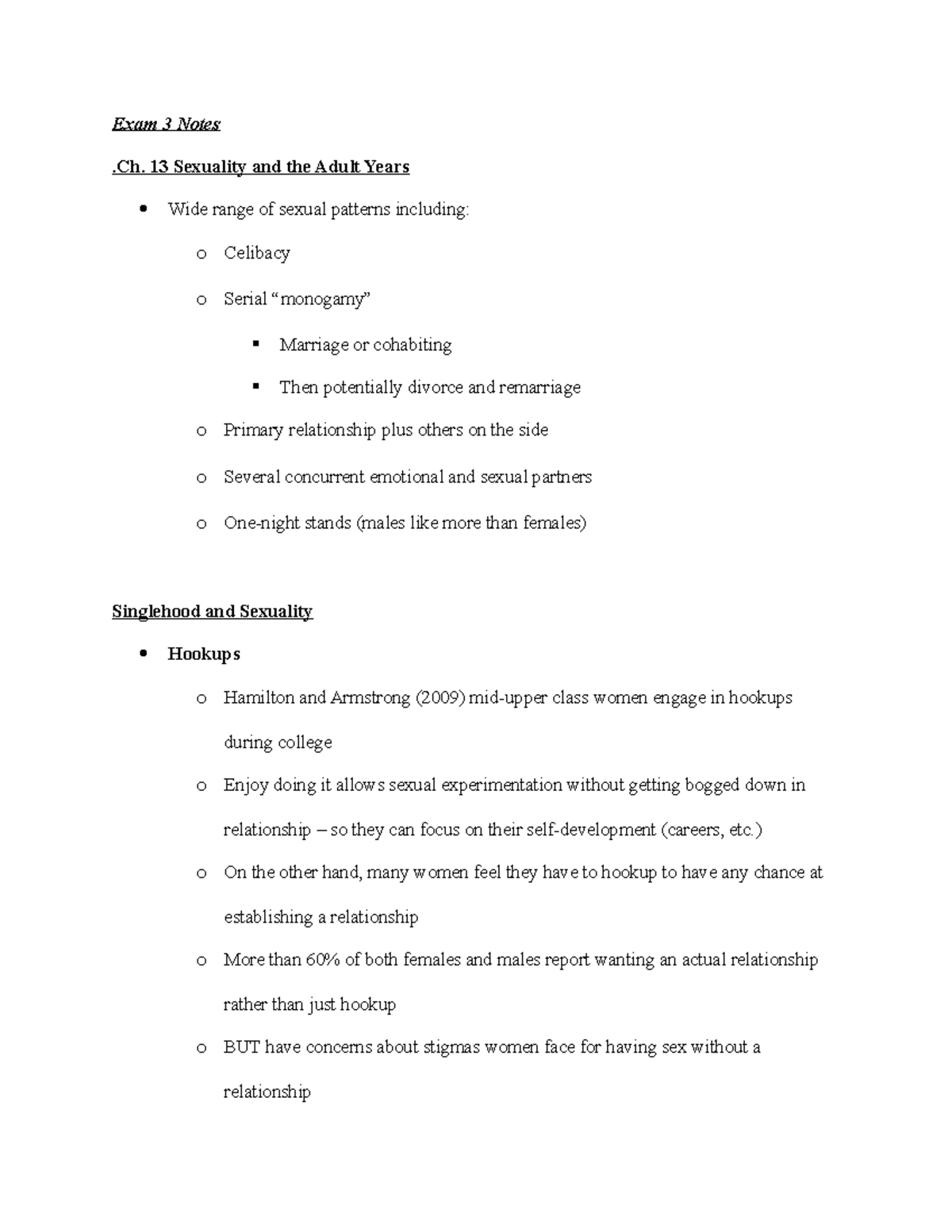 Exam 3 In-Class Notes - Exam 3 Notes .Ch. 13 Sexuality and the Adult ...