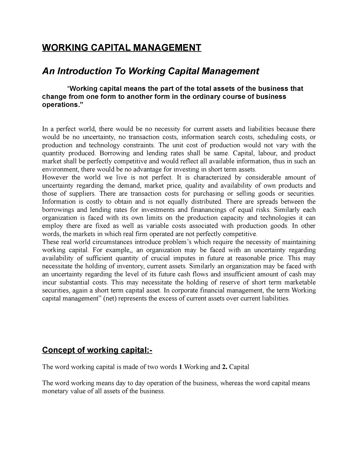 working capital management thesis topics