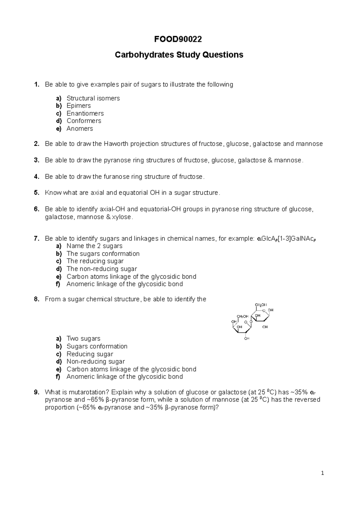 1. FOOD90022 Carbohydrates Study Questions - FOOD Carbohydrates Study ...