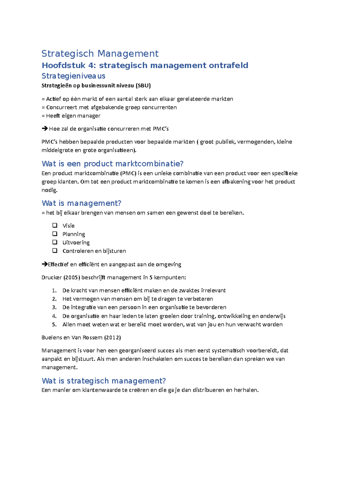 Hoofdstuk 4-11 - Strategisch Management Hoofdstuk 4: Strategisch ...