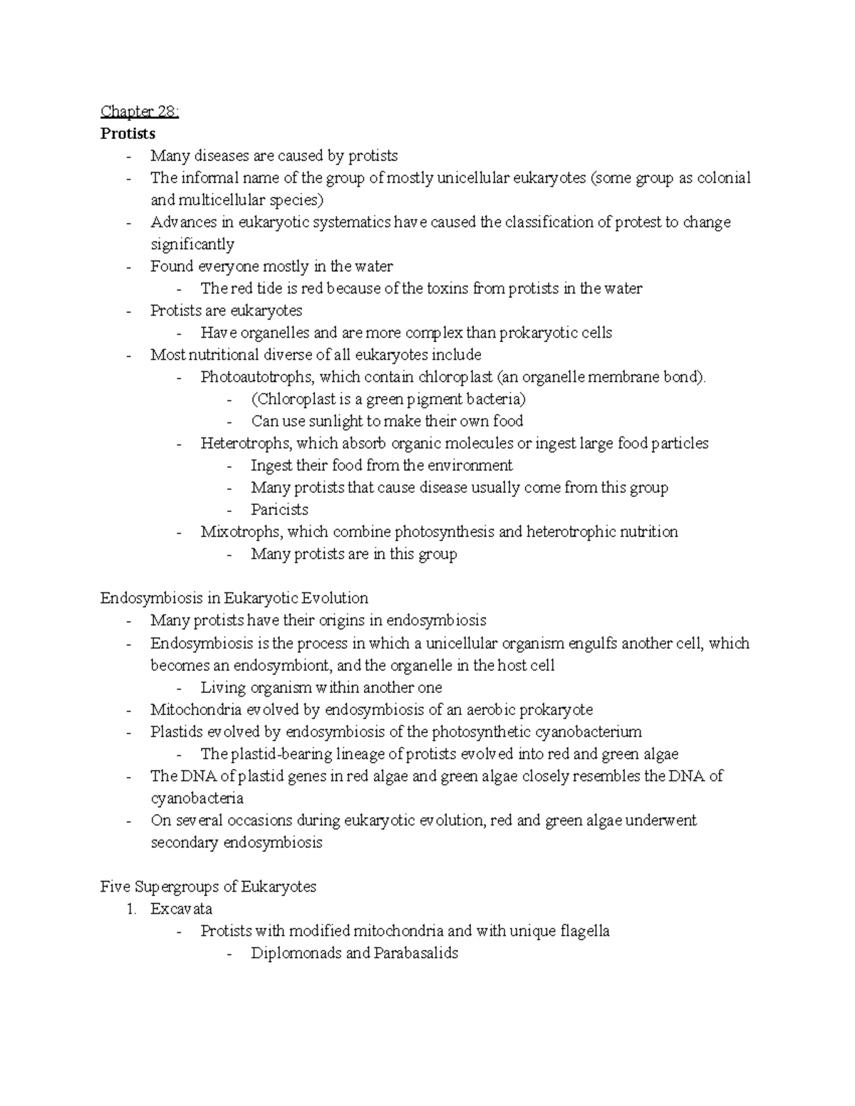 Biology 2 - Lecture - Chapter 28: Protists - Many Diseases Are Caused ...