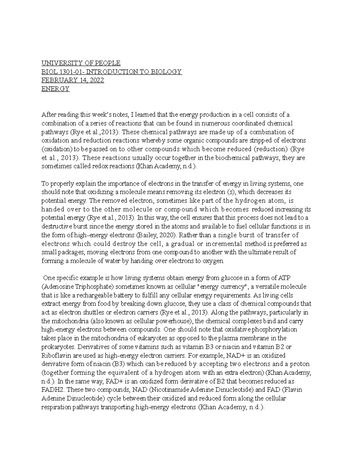 BIOL 1301 Learning Journal BIOL 1301 UoPeople Studocu