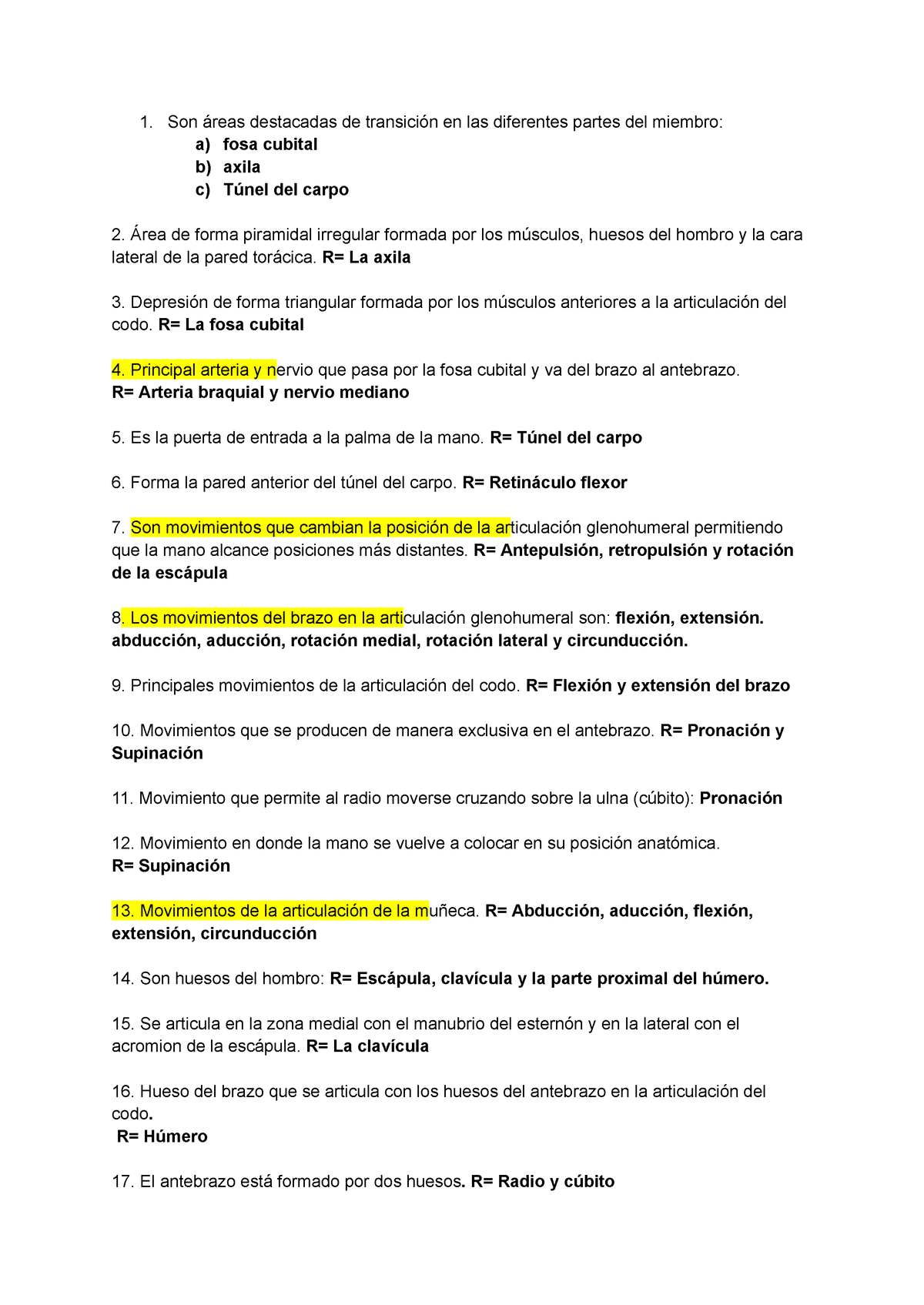 Cuestionario. Miembro Superior - Son áreas Destacadas De Transición En ...