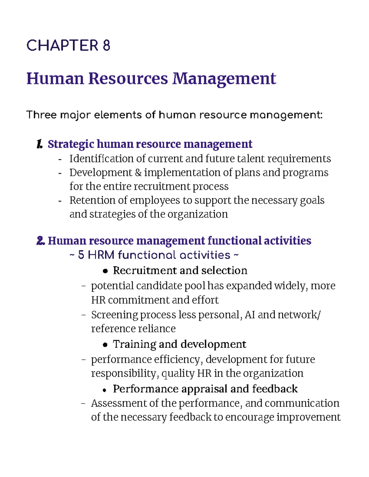 Study Guide Chapter 8 CHAPTER 8 Human Resources Management Three