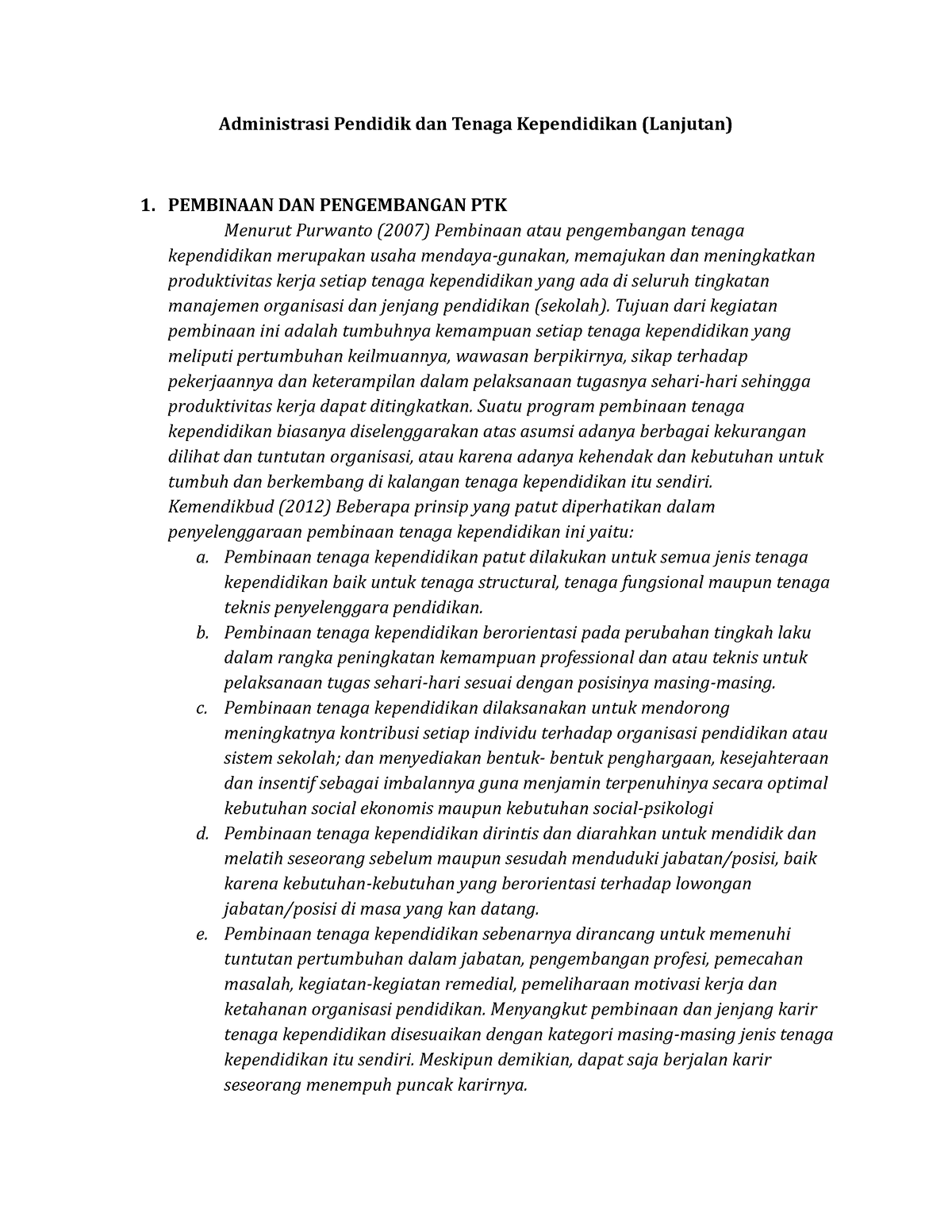 Administrasi Pendidik Dan Tenaga Kependidikan (Lanjutan) - PEMBINAAN ...