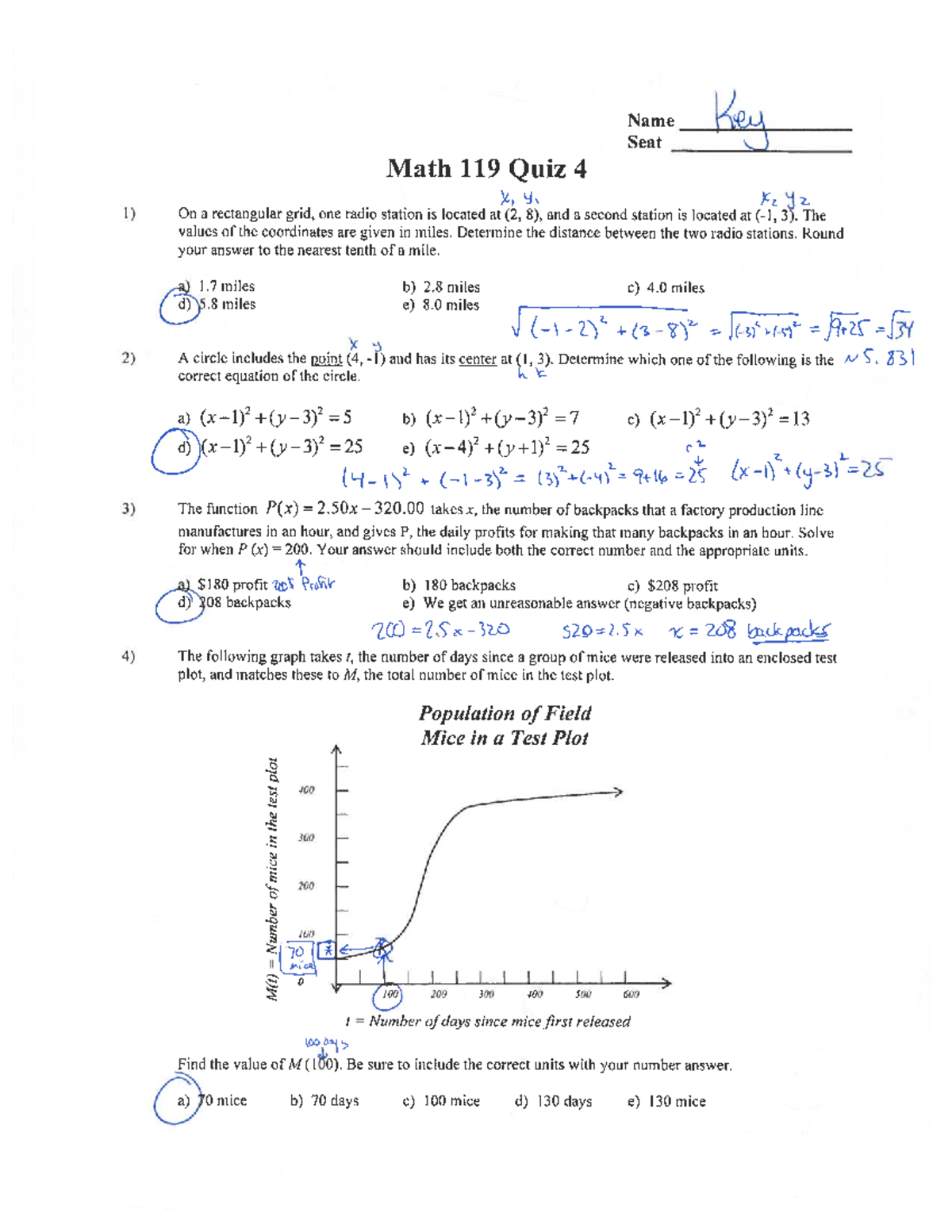 Quiz 4 key - quiz 4 - MAT 119 - Studocu