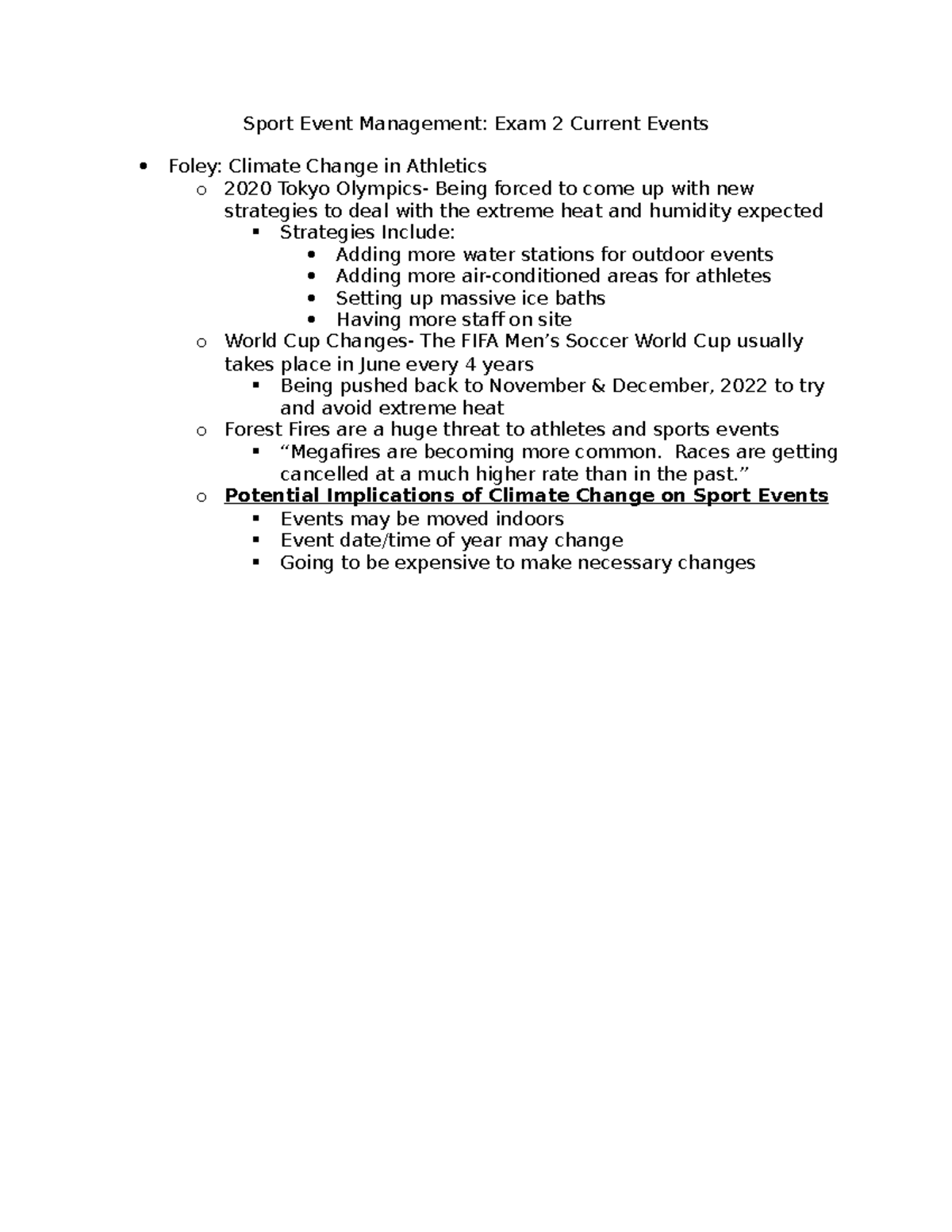 Sport Event Management Exam 2 Current Events Races are getting