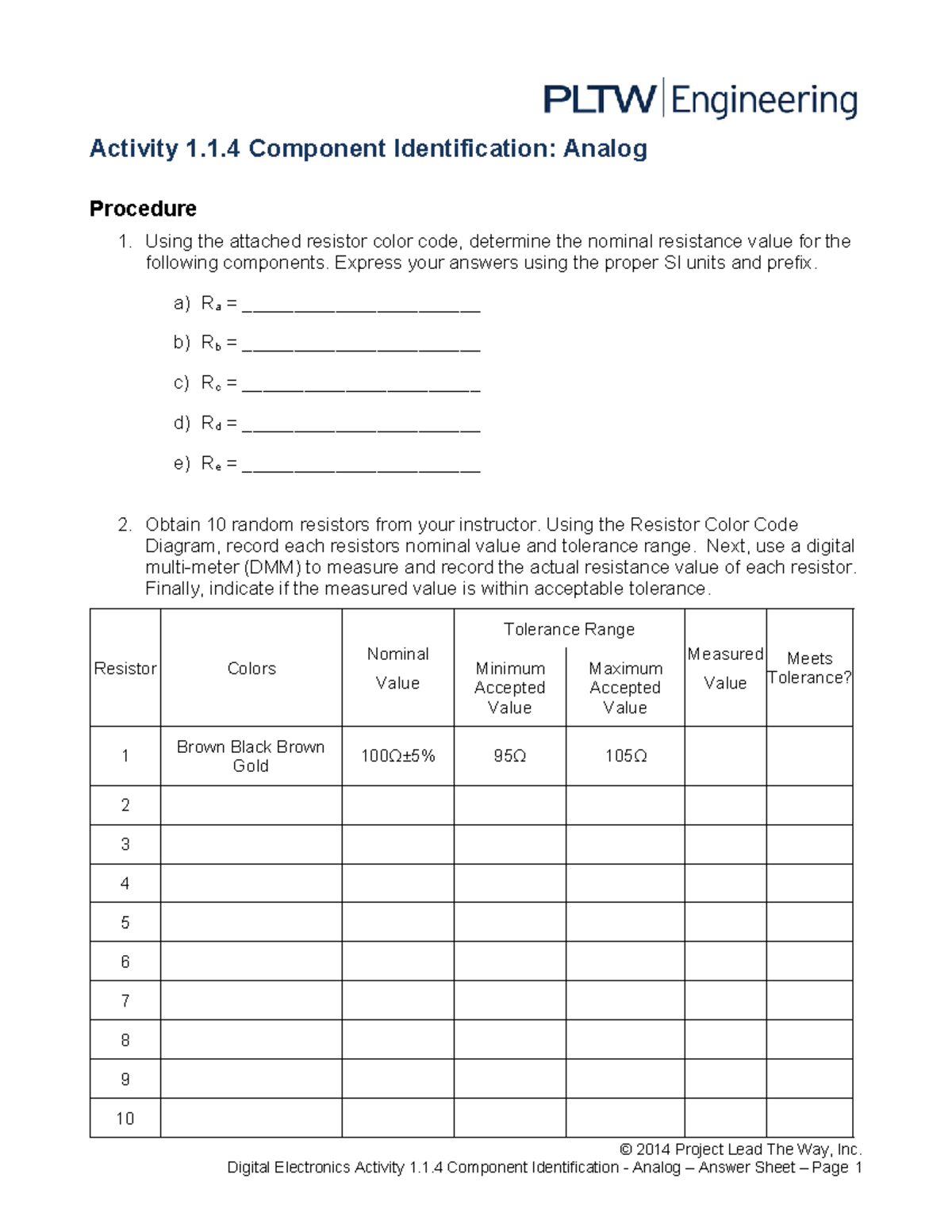 1 1 4 A Component Identification Analog Activity 1.1 Component