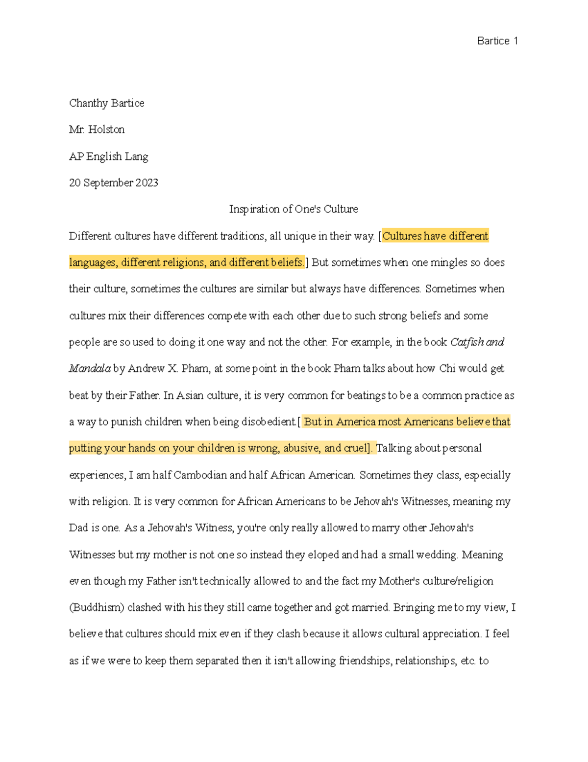 Catfish Discussion Question 2 Chanthy Bartice Google Docs