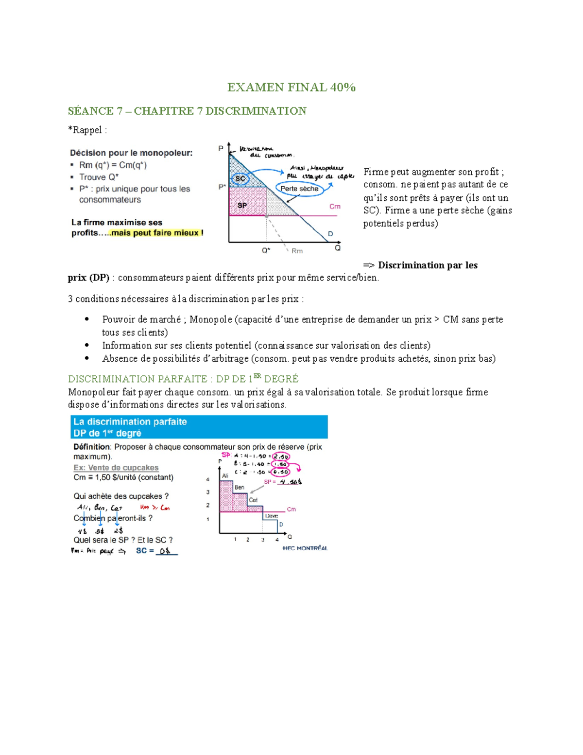 Révision Final micro - EXAMEN FINAL 40% SÉANCE 7 – CHAPITRE 7 ...