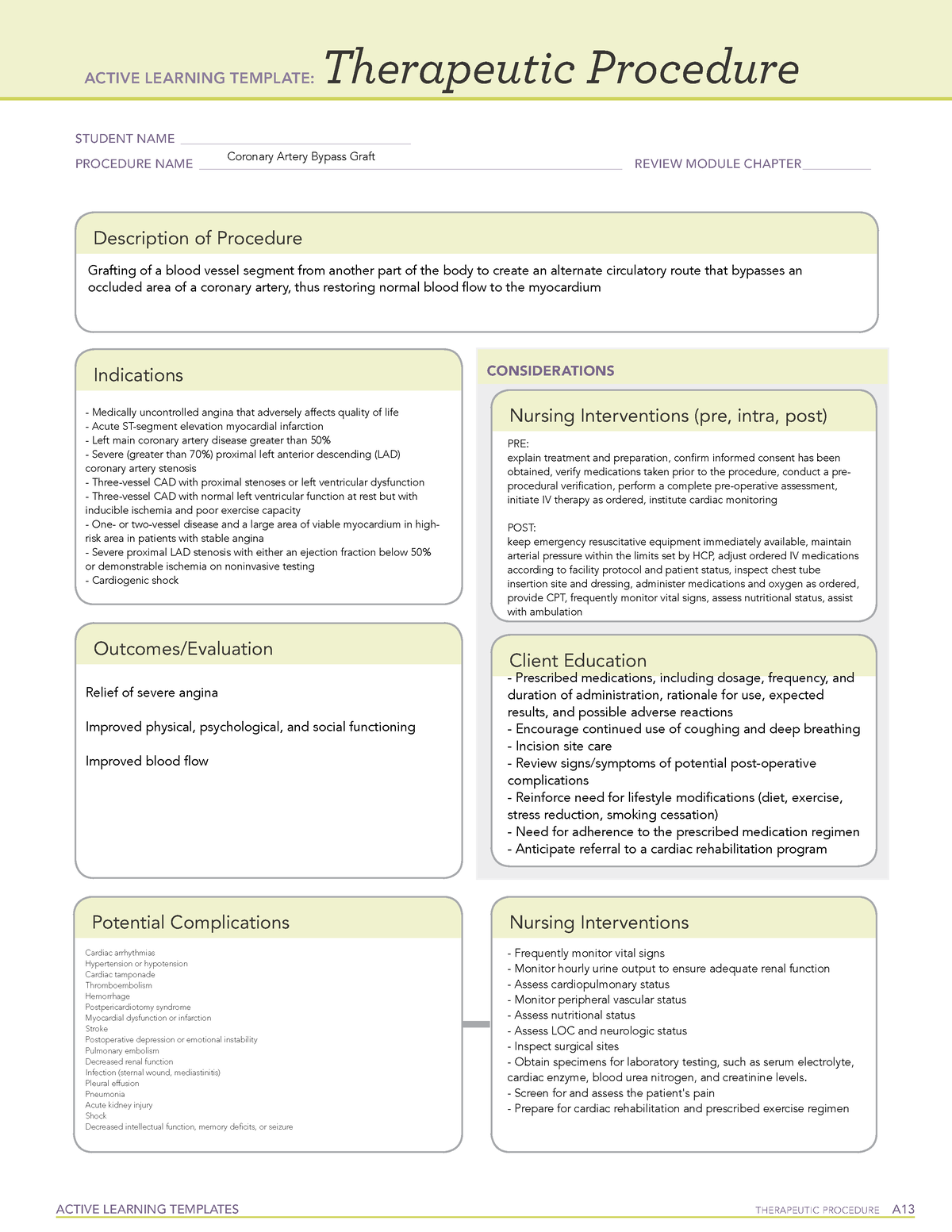 Active Learning Template Therapeutic Procedure Form ACTIVE LEARNING 