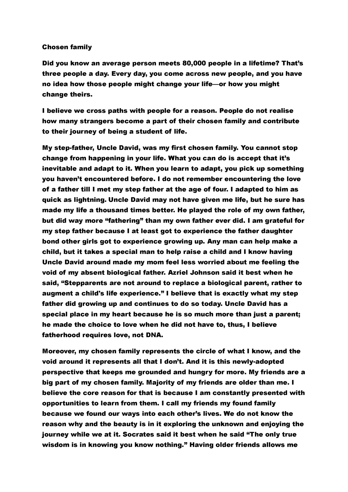 essay about chosen family