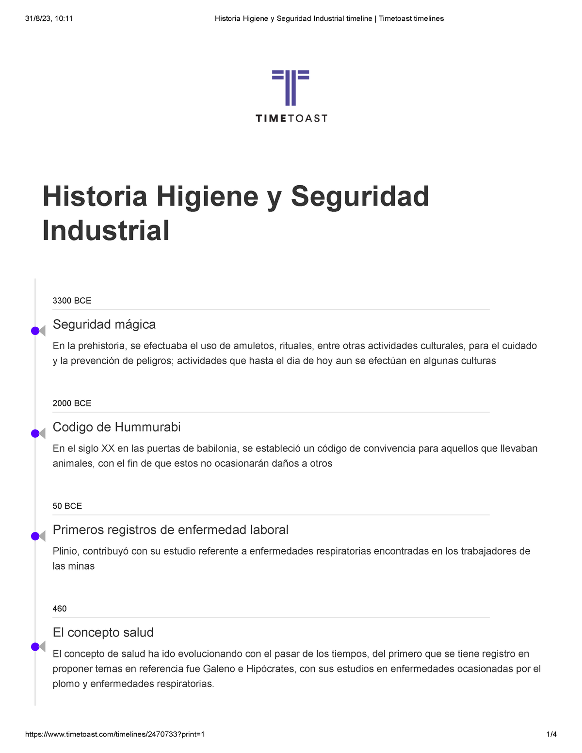 Historia Higiene Y Seguridad Industrial Timeline Timetoast Timelines Historia Higiene Y 8273