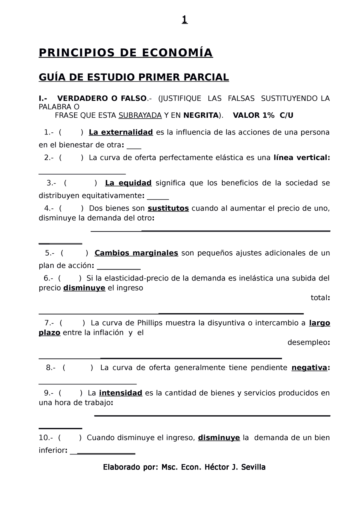 Guia De Estudio Primer Parcial - Estudiantes - PRINCIPIOS DE ECONOMÍA ...