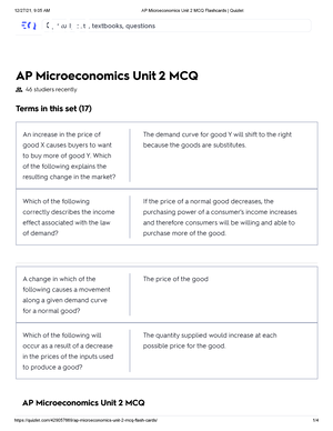 AP Microeconomics Unit 4 Practice MCQ Flashcards Quizlet - Free Trial ...