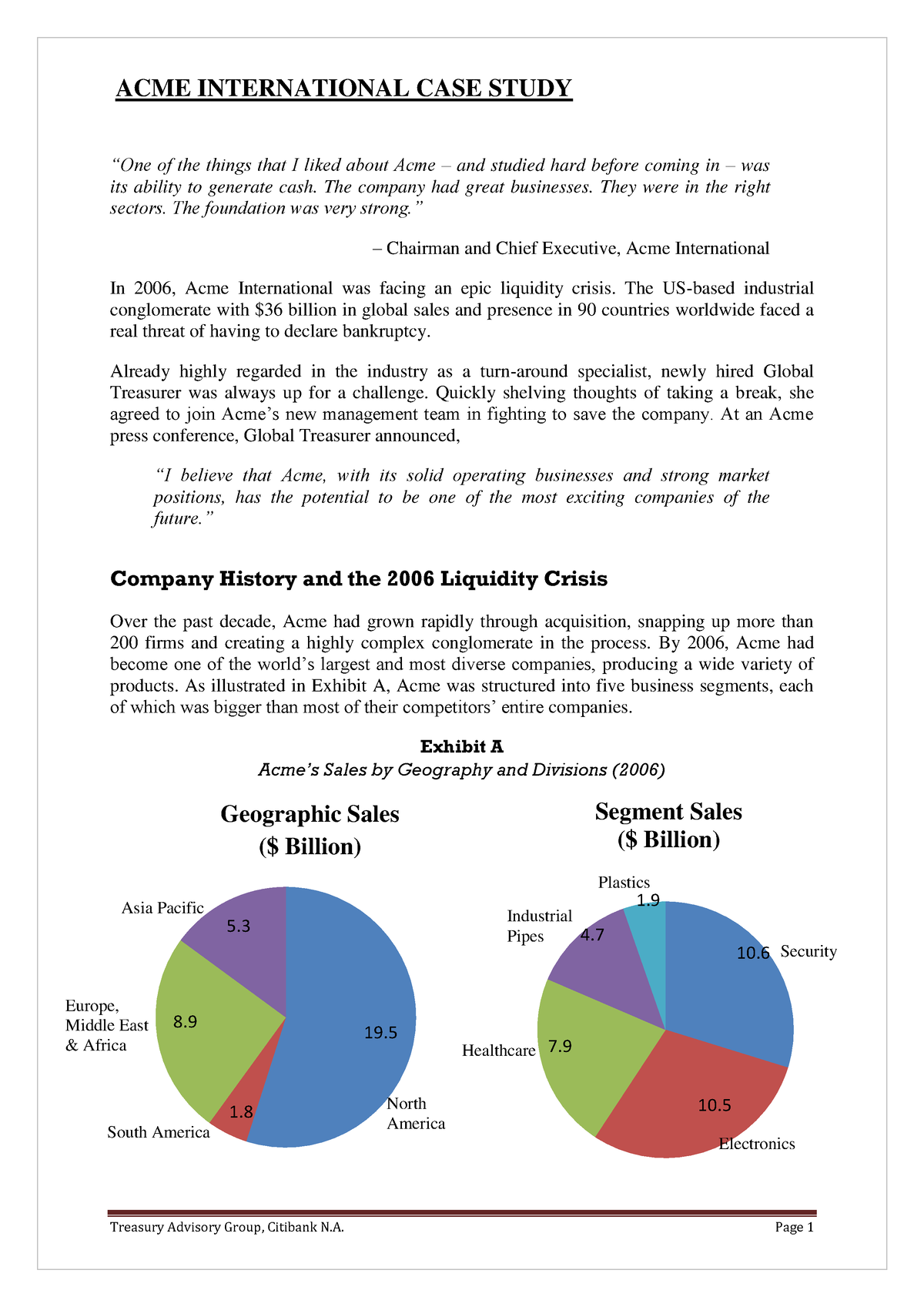 acme corporation case study risk management