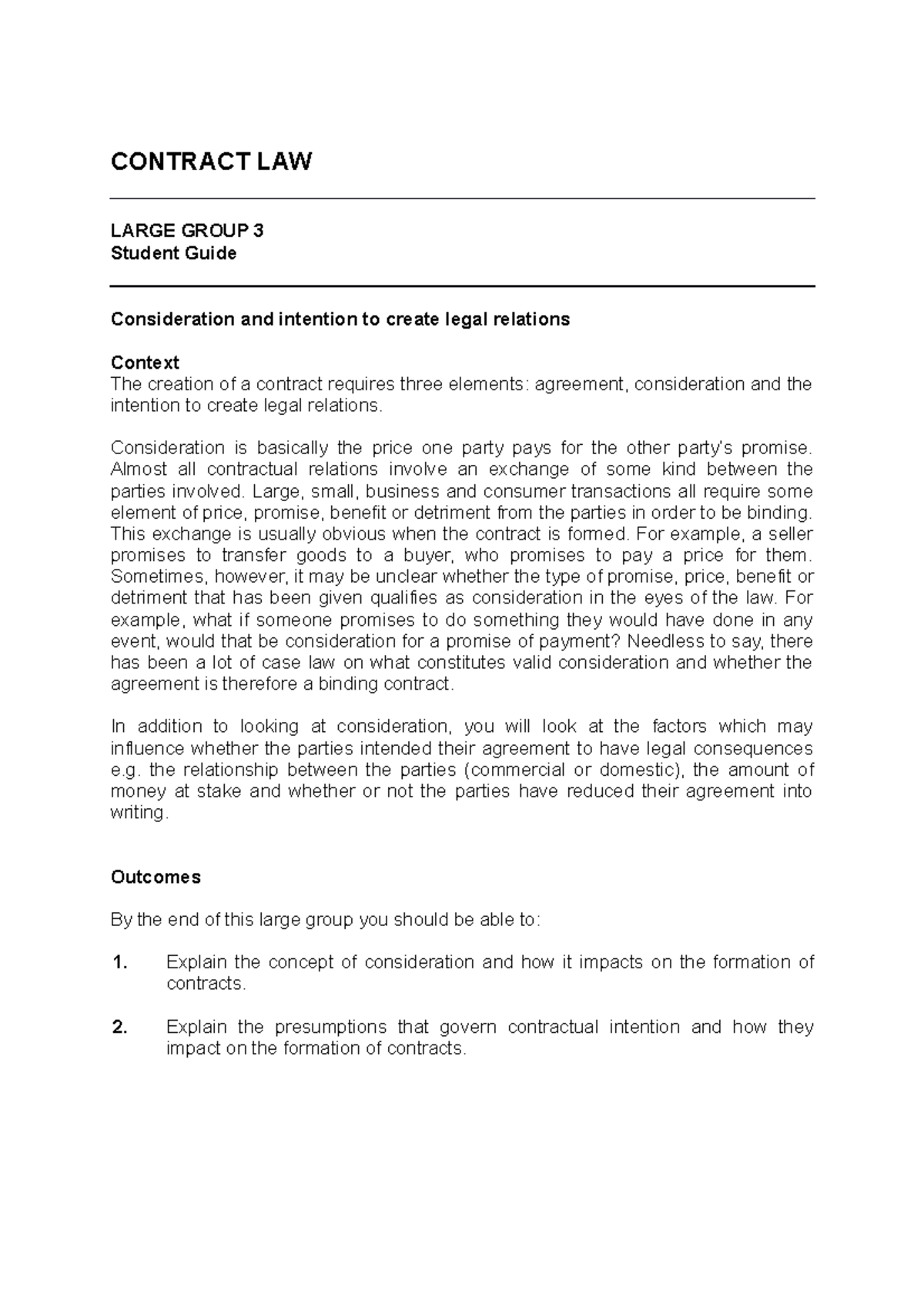 2122 con lg03 ce01 student guide - CONTRACT LAW LARGE GROUP 3 Student ...