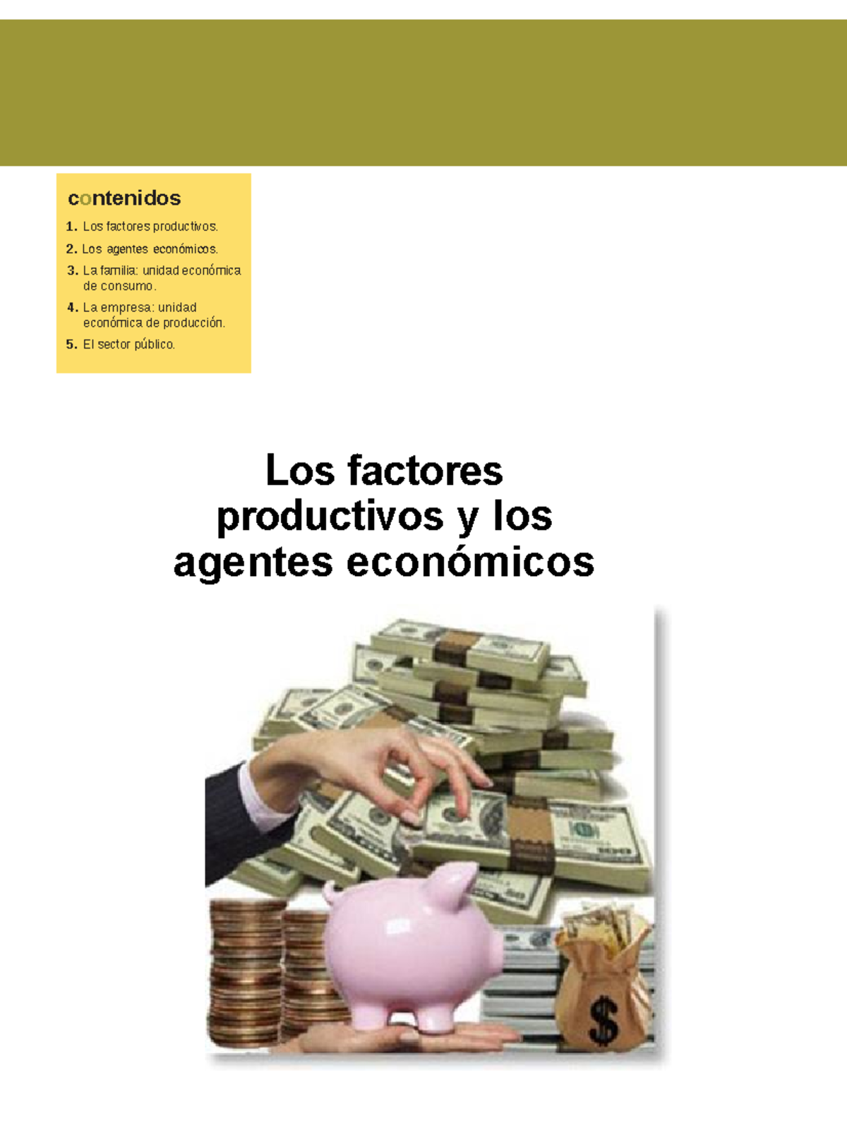 Economia -Recursos O Factores Y Agentes Economicos- Cap. 2 - Contenidos ...