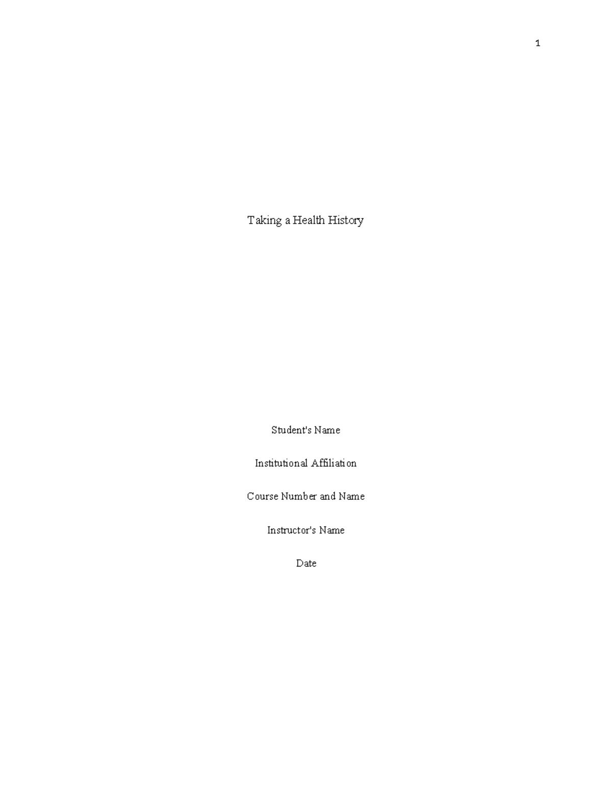 Taking a health history taking a health history student s name