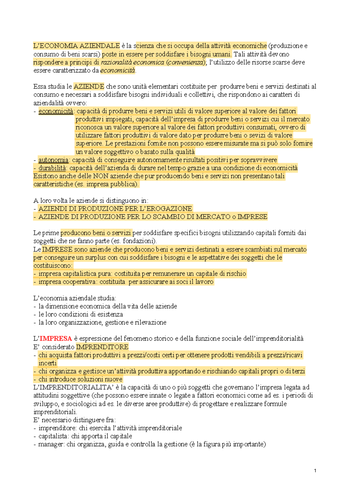 Capitale E Reddito Nel Funzionamento Del Sistema Aziendale - L’ECONOMIA ...