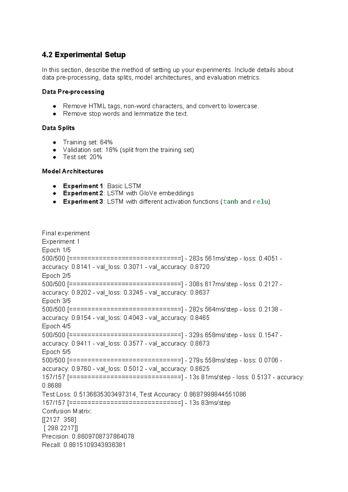 Final experiment - this is a practice material. - 4 Experimental Setup ...