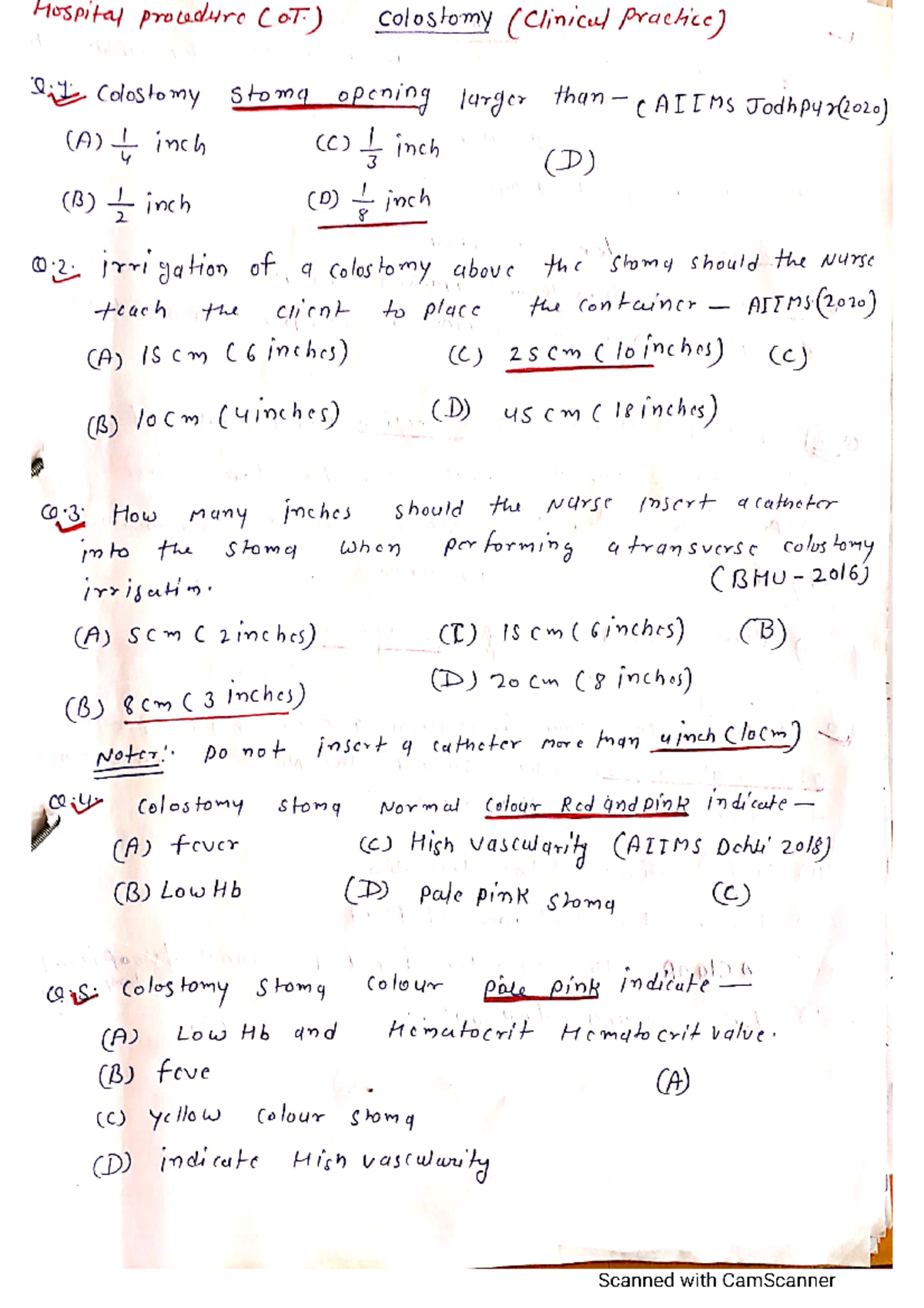Colostomy procedure question Bachelor in nursing Studocu