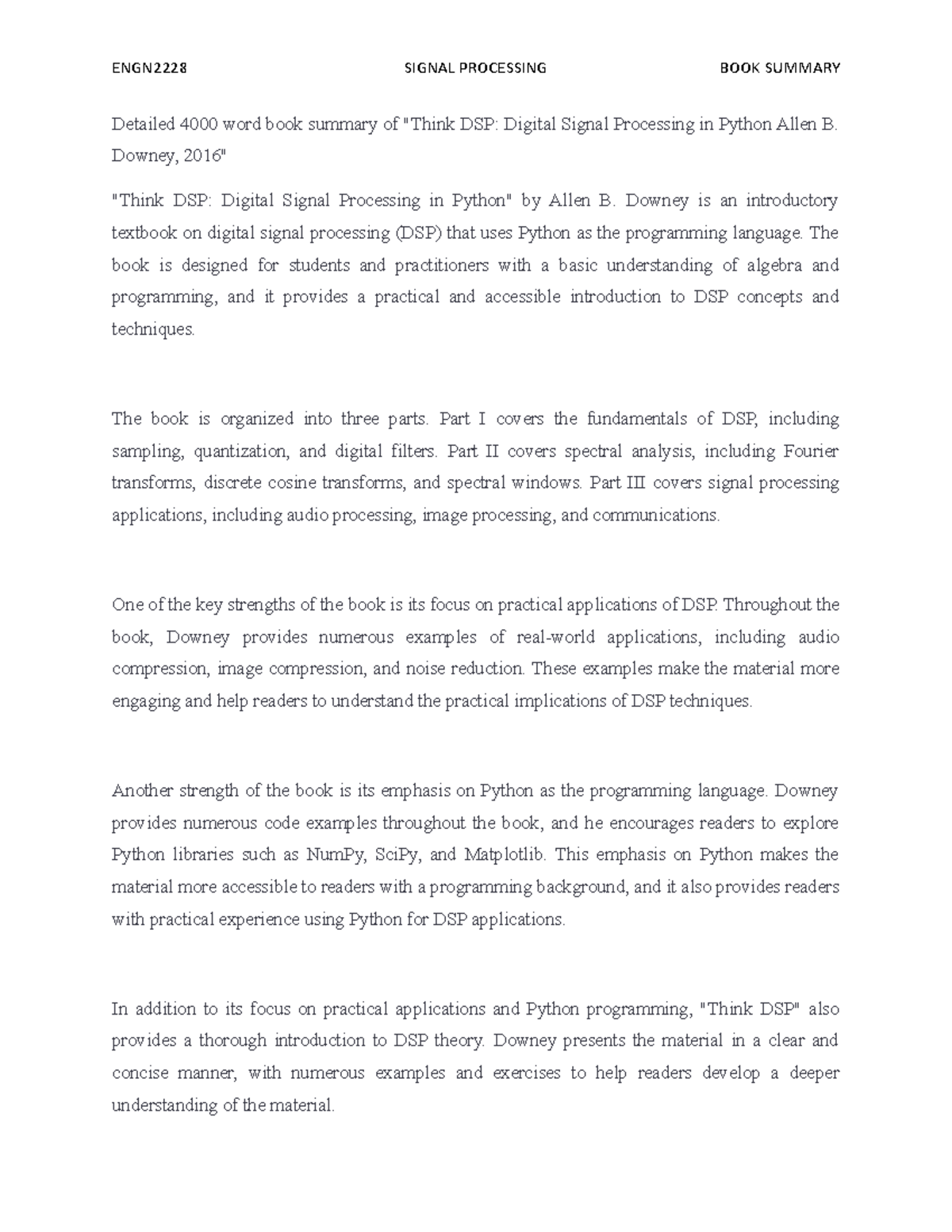 Detailed Book Summary Of Think DSP Digital Signal Processing In Python ...