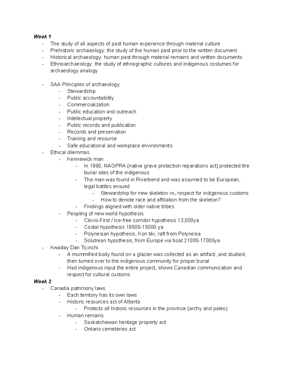 ARKY 201 Midterm 1 review - Week 1 - The study of all aspects of past ...