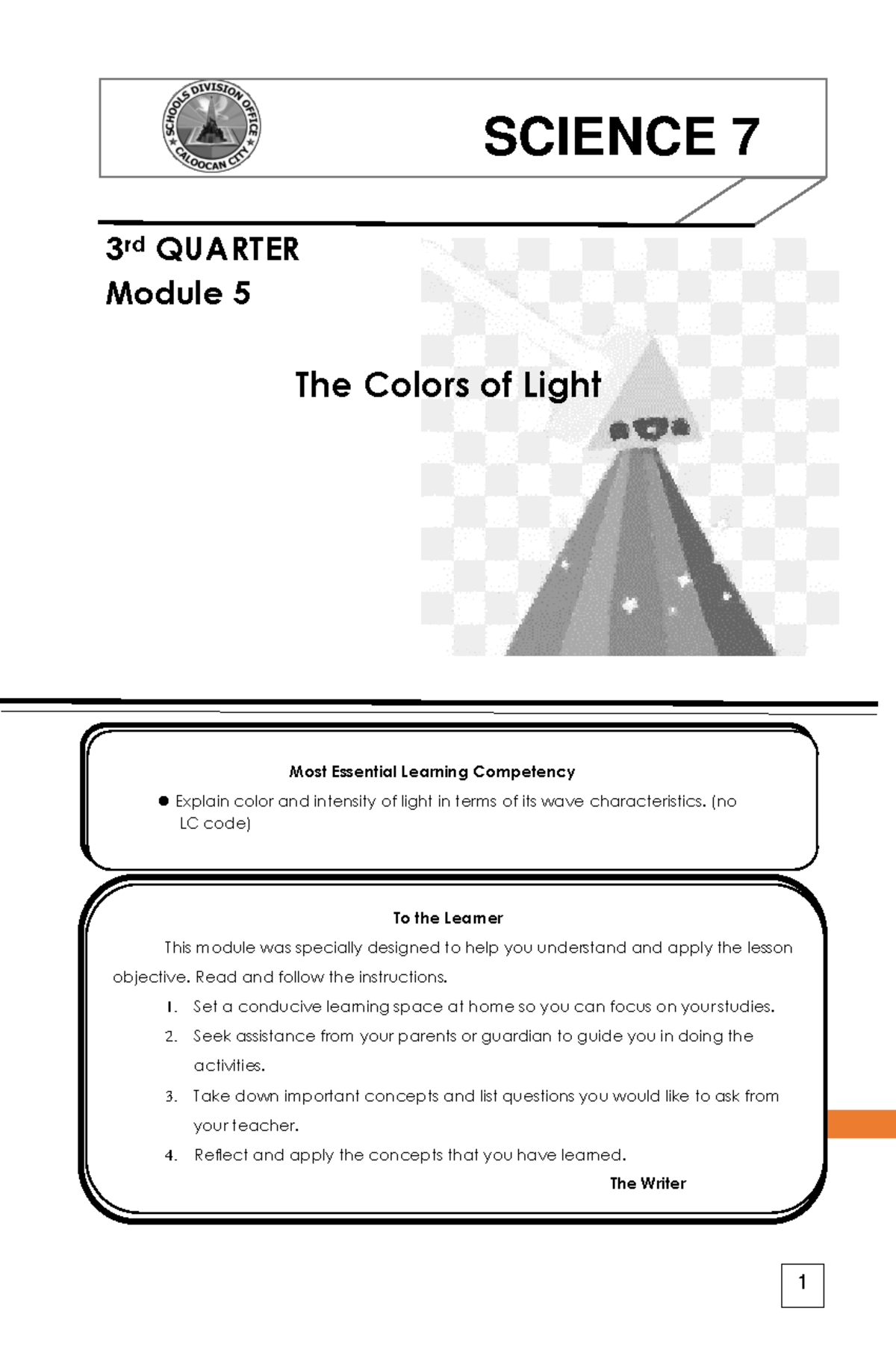 Science 7 Q3 Week 5 - SDSDSDSD - 3 rd QUARTER Module 5 The Colors of ...