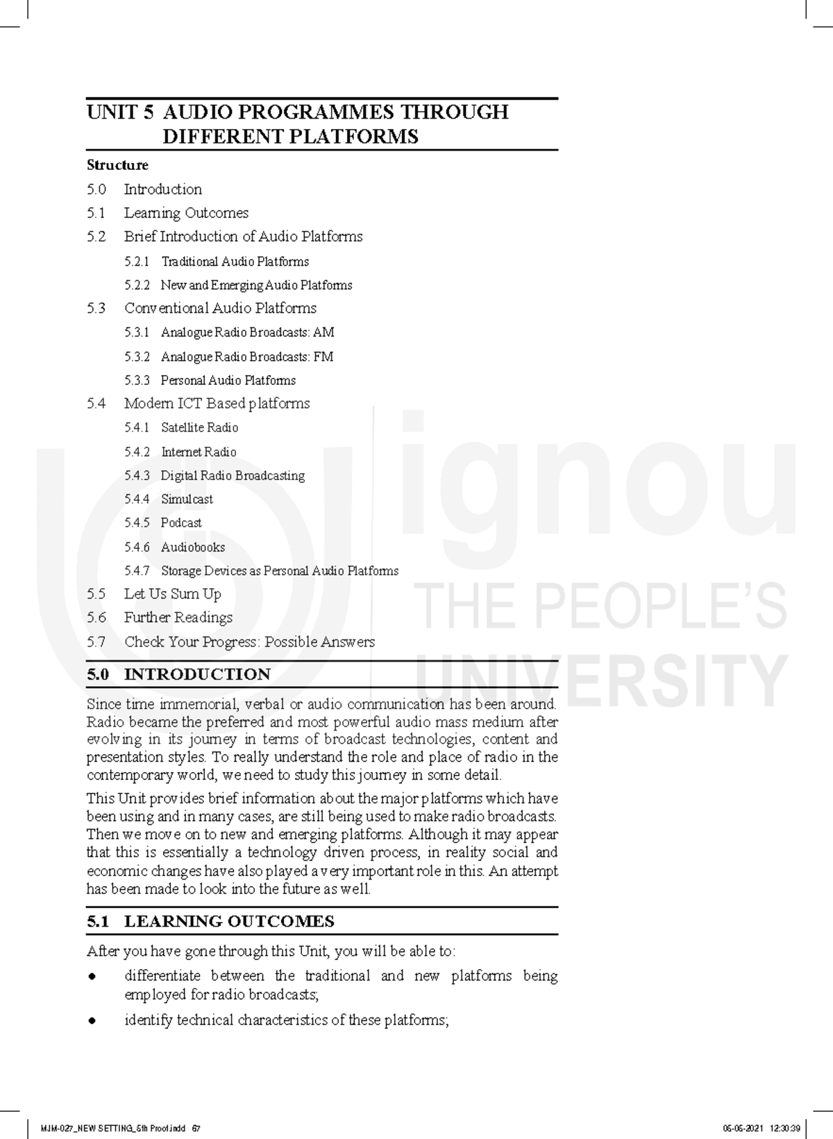 Unit-5 - UNIT 5 AUDIO PROGRAMMES THROUGH DIFFERENT PLATFORMS Structure ...