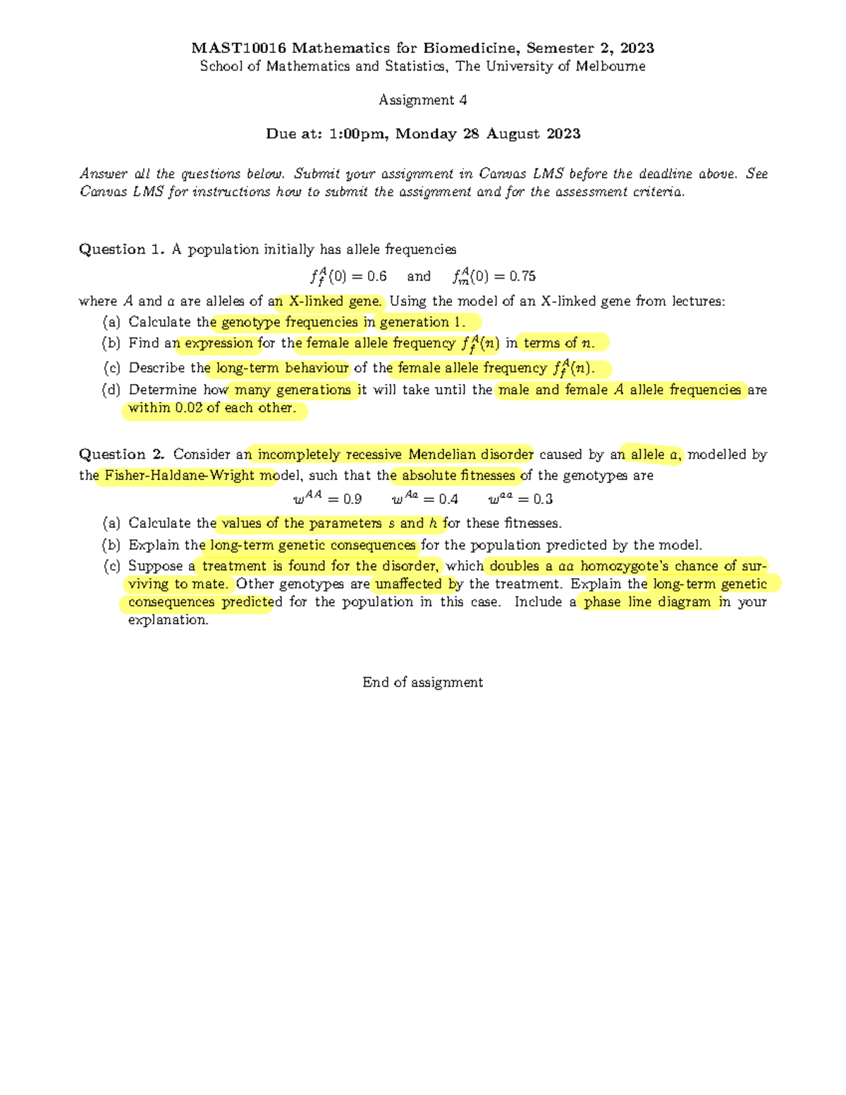 Assignment+4+-+MAST10016+2023S2 - MAST10016 Mathematics for Biomedicine ...