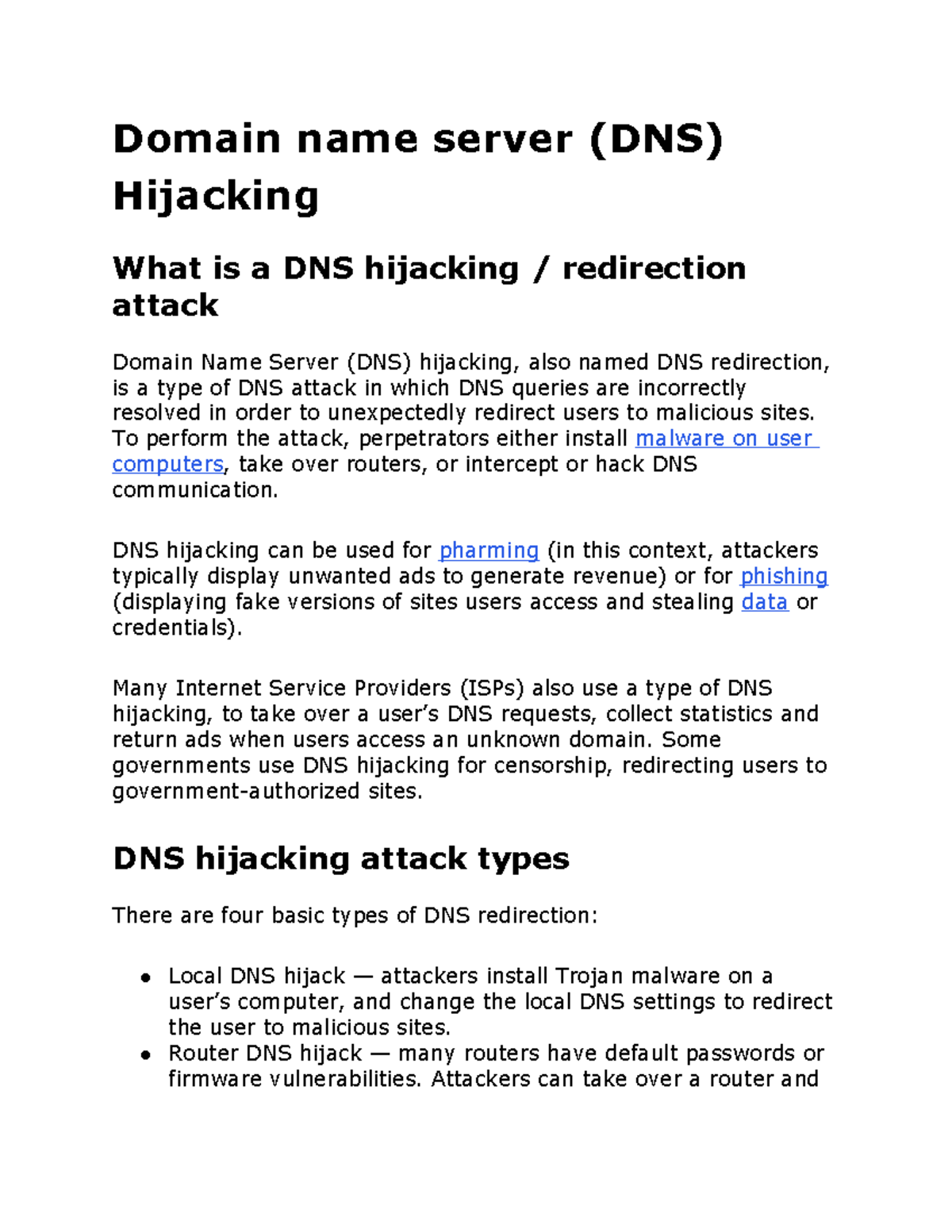 Sec - G - DNS Hijacking - This is for 601 - Domain name server (DNS ...