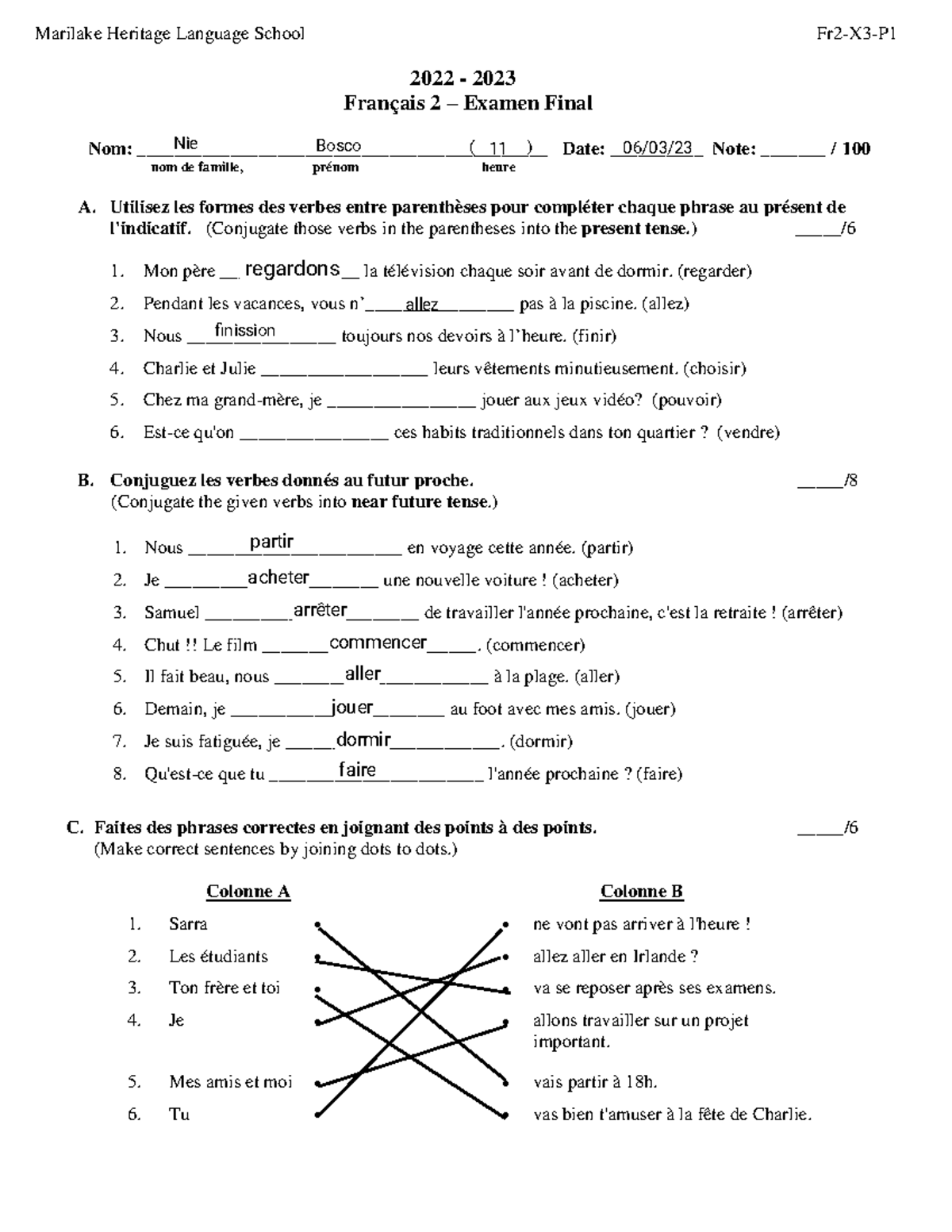 French test review - Studocu