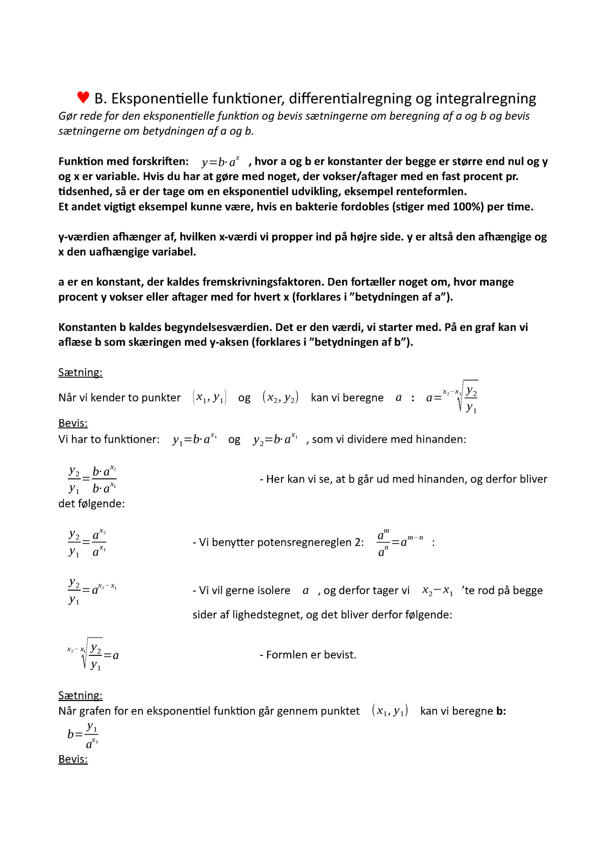 B. Eksponentielle Funktioner, Differentialregning Og Integralregning ...