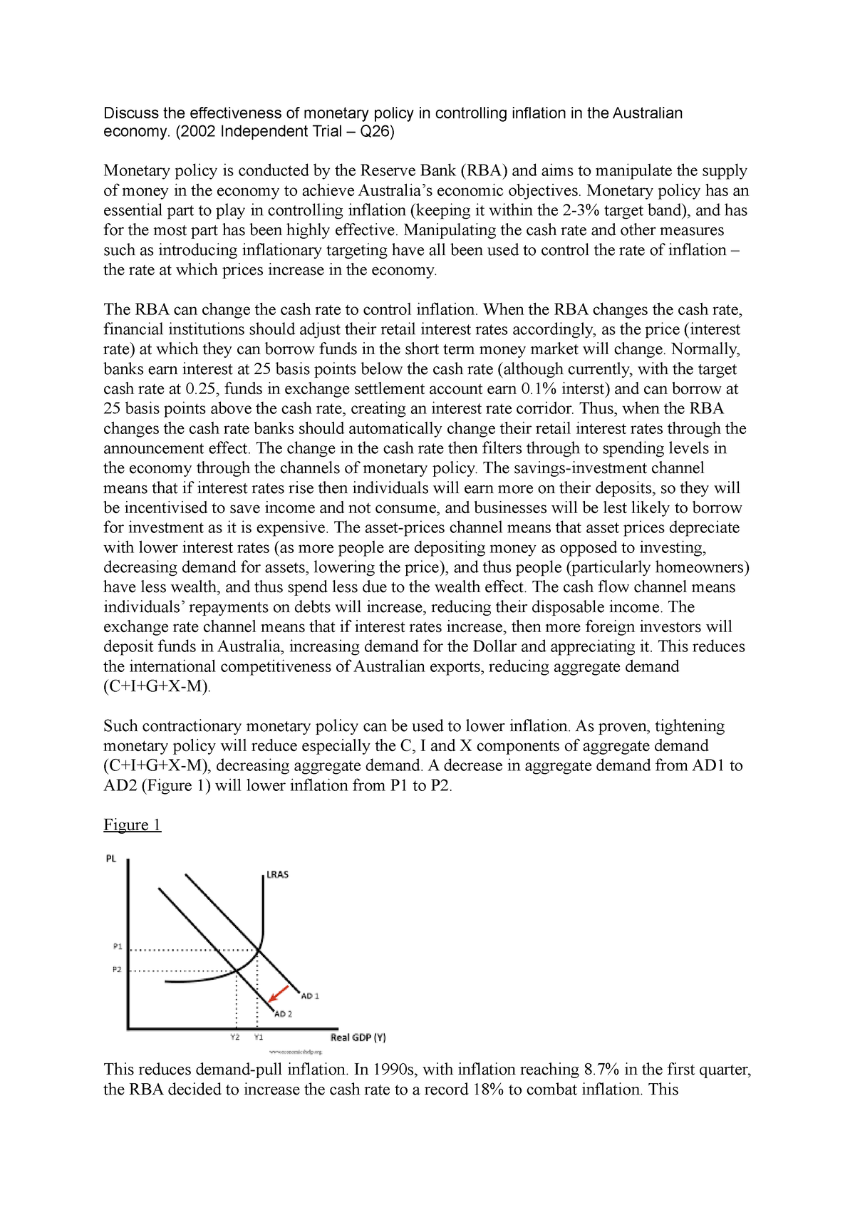 essay on inflation control