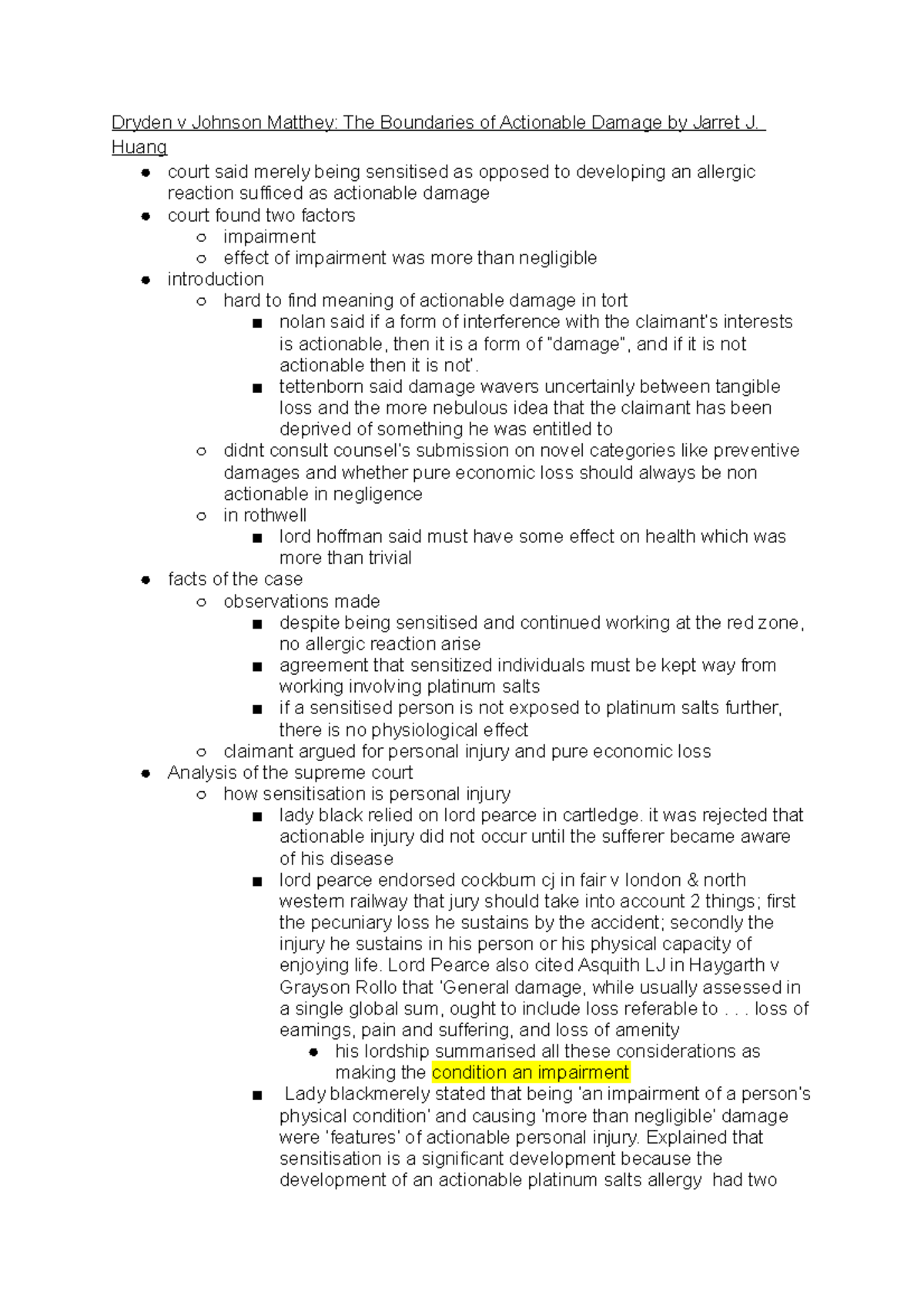 Copy of Dryden v Johnson Matthey The Boundaries of Actionable Damage by ...
