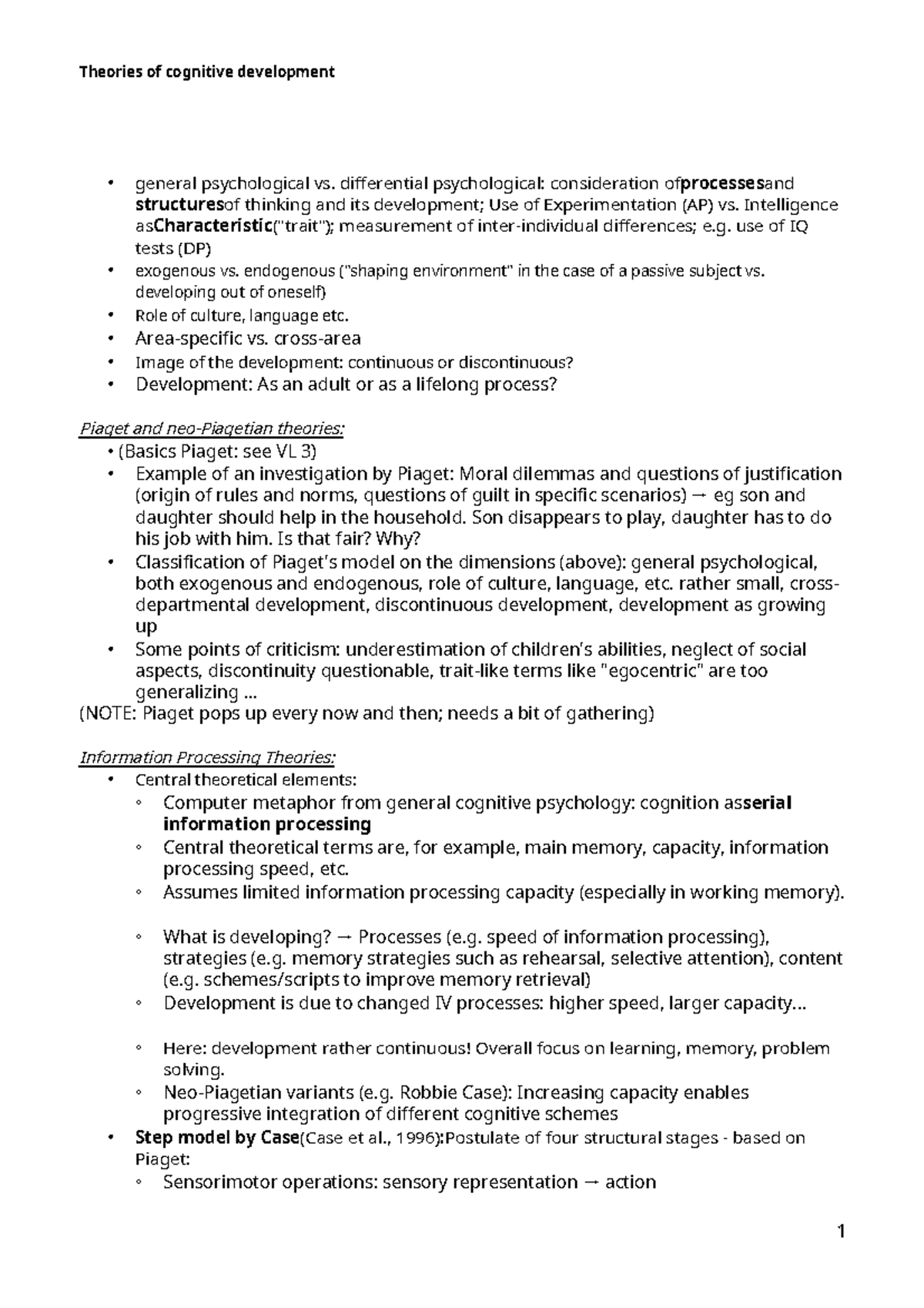 Dev Psych 6 - Theories of cognitive and social development - Theories ...