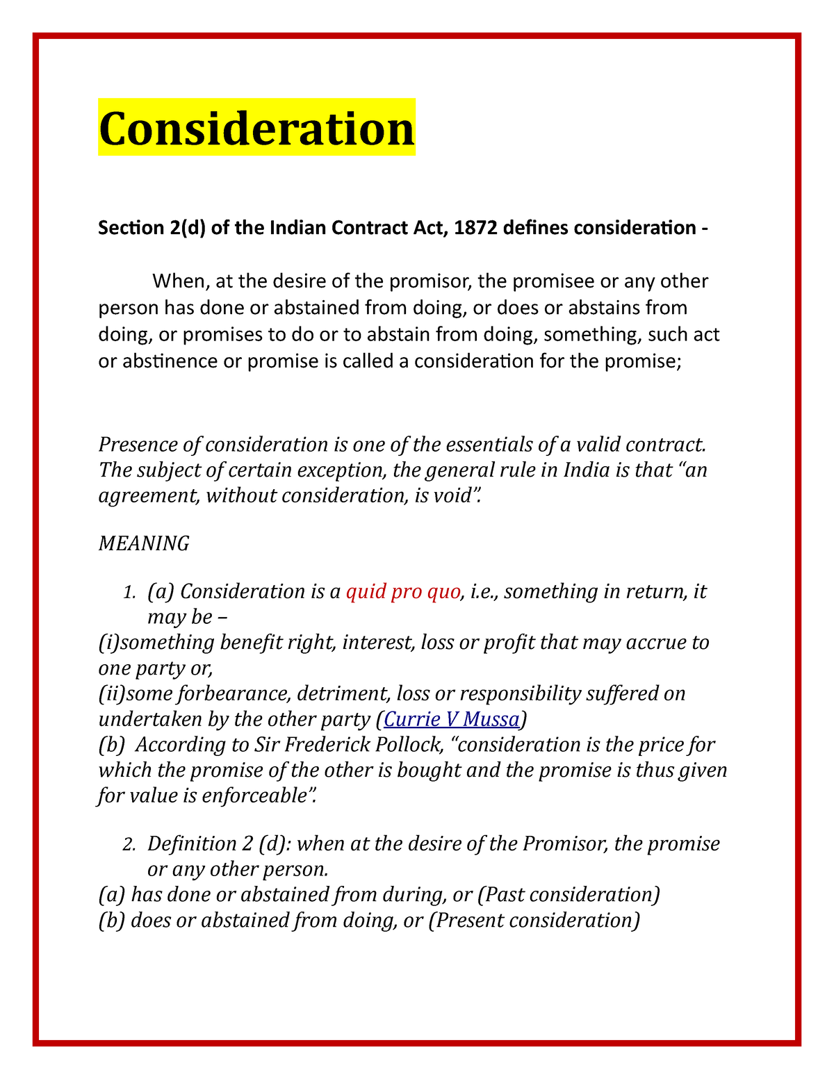 Consideration - Lecture From Contract Bare Act - Consideration Section ...