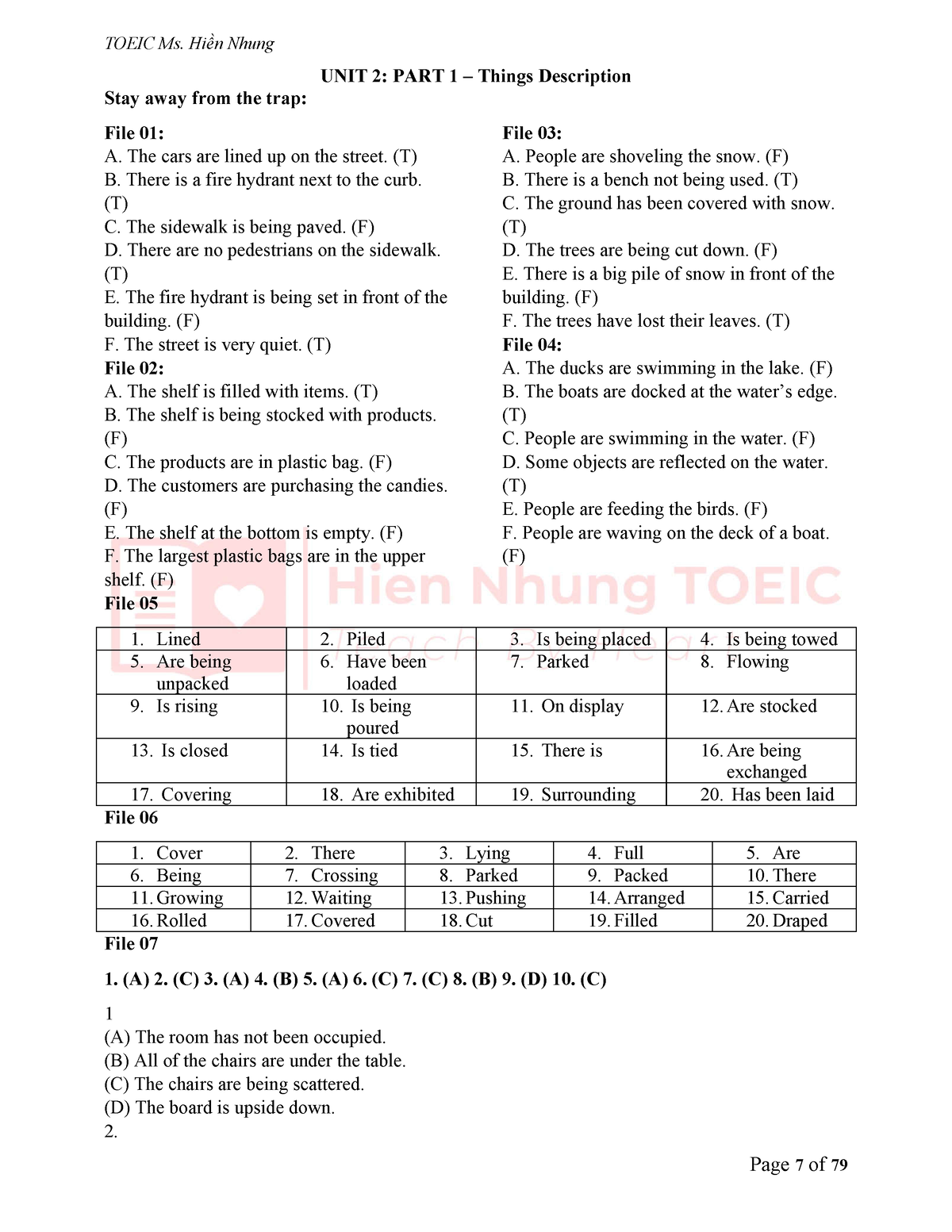 Script Listening B UNIT 2 - TOEIC Ms. Hiền Nhung UNIT 2: PART 1 ...