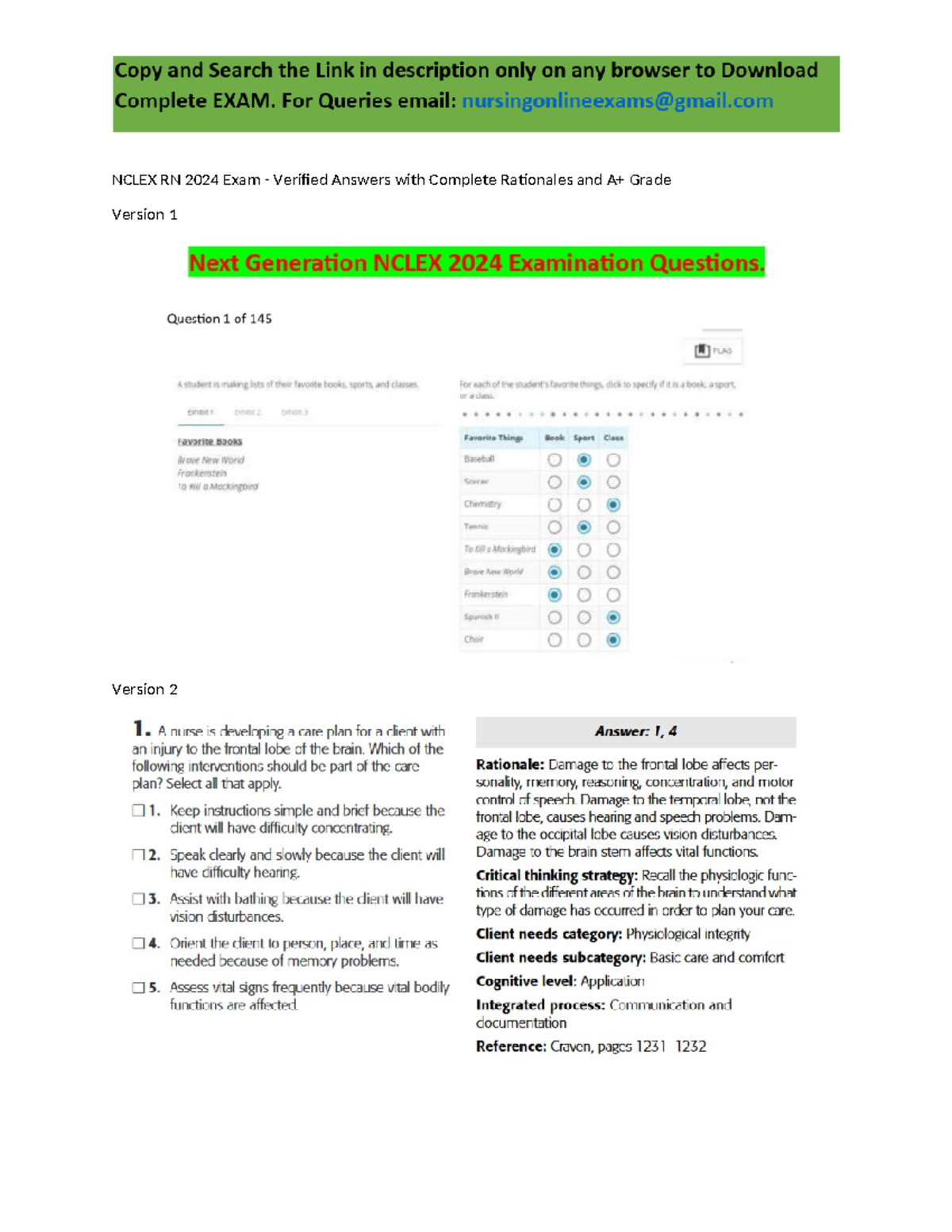 Nclex RN Actual Exam 2024 - Verified Answers with Correct Detailed ...