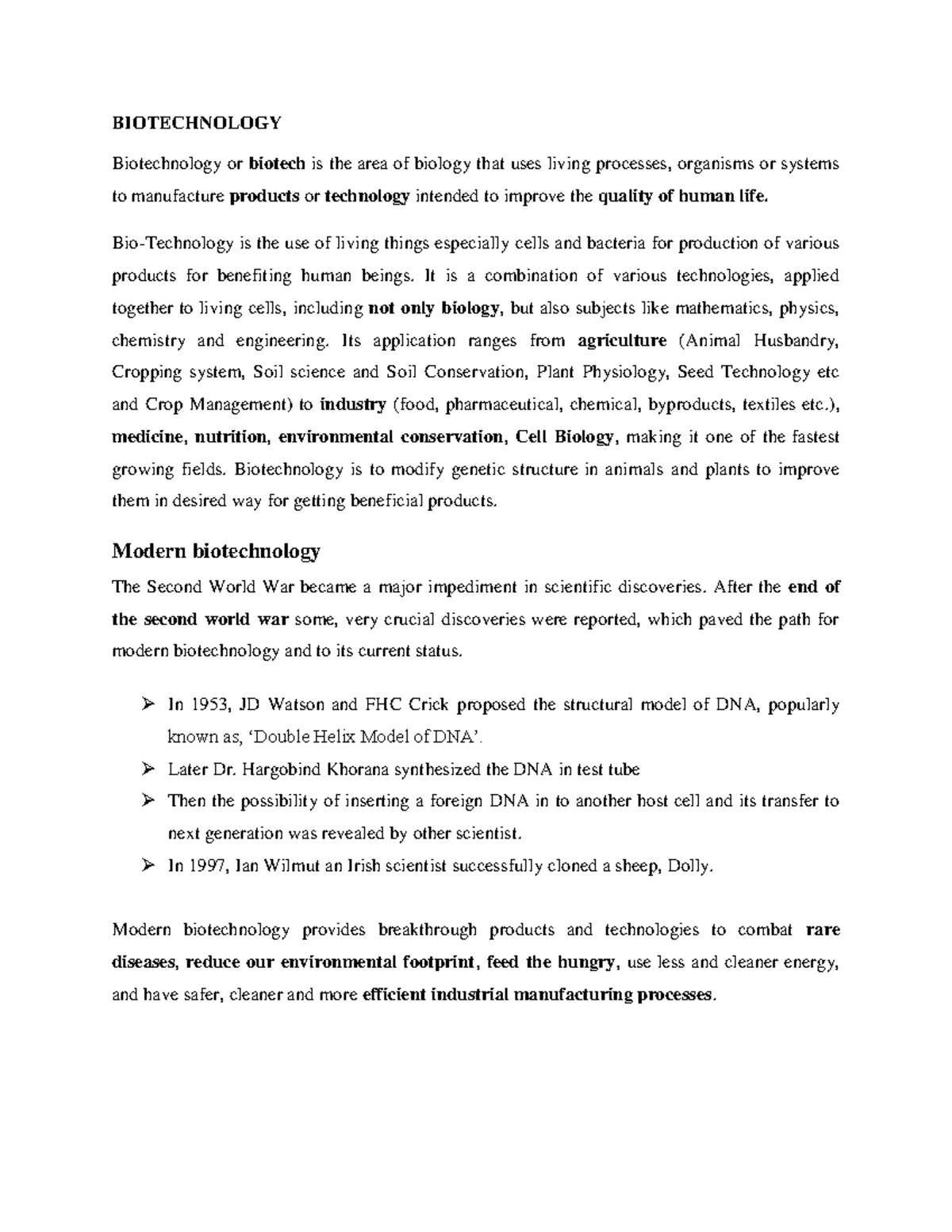 Boitechnology and Microbiology - BIOTECHNOLOGY Biotechnology or biotech ...