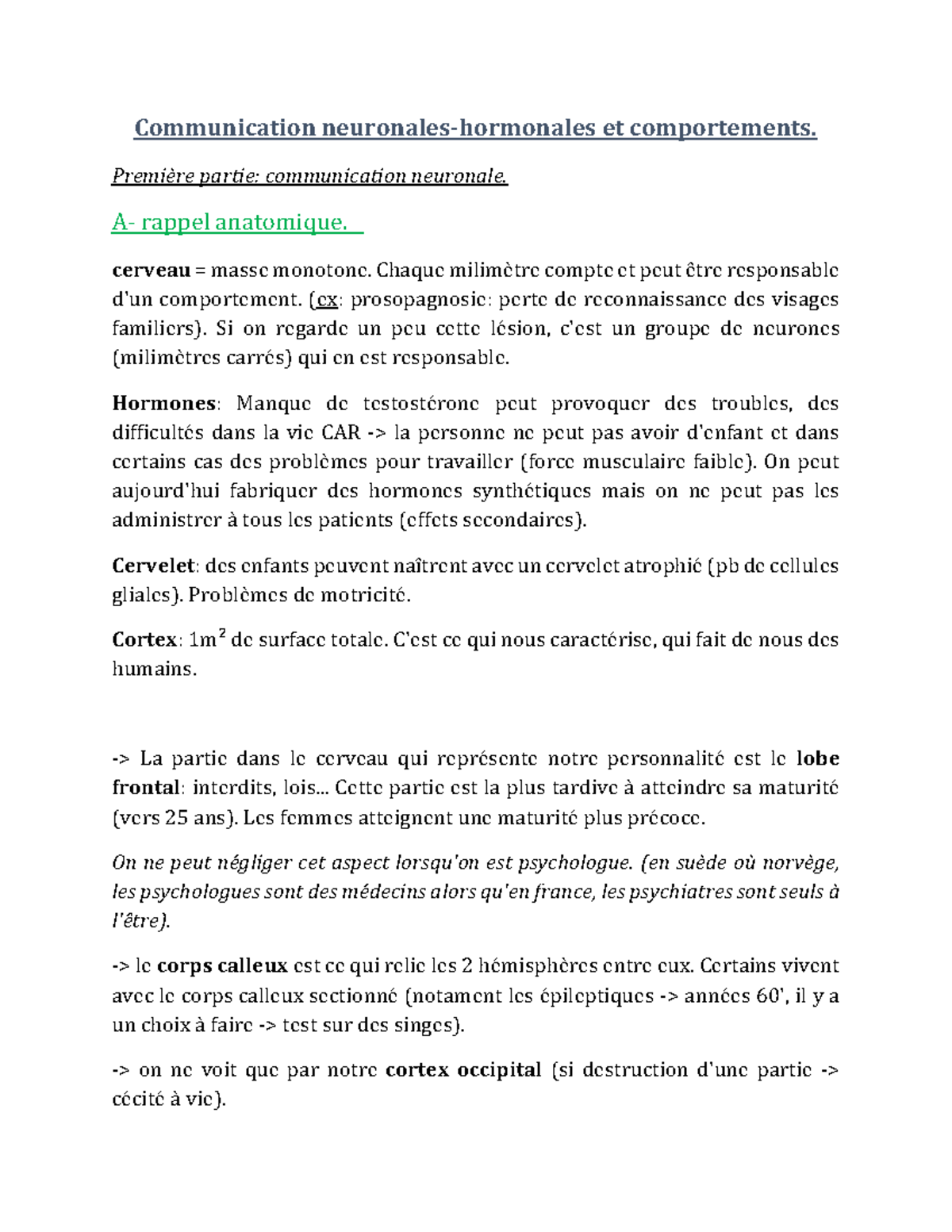 Cours magistral - Communication neuronales-hormonales et comportements ...